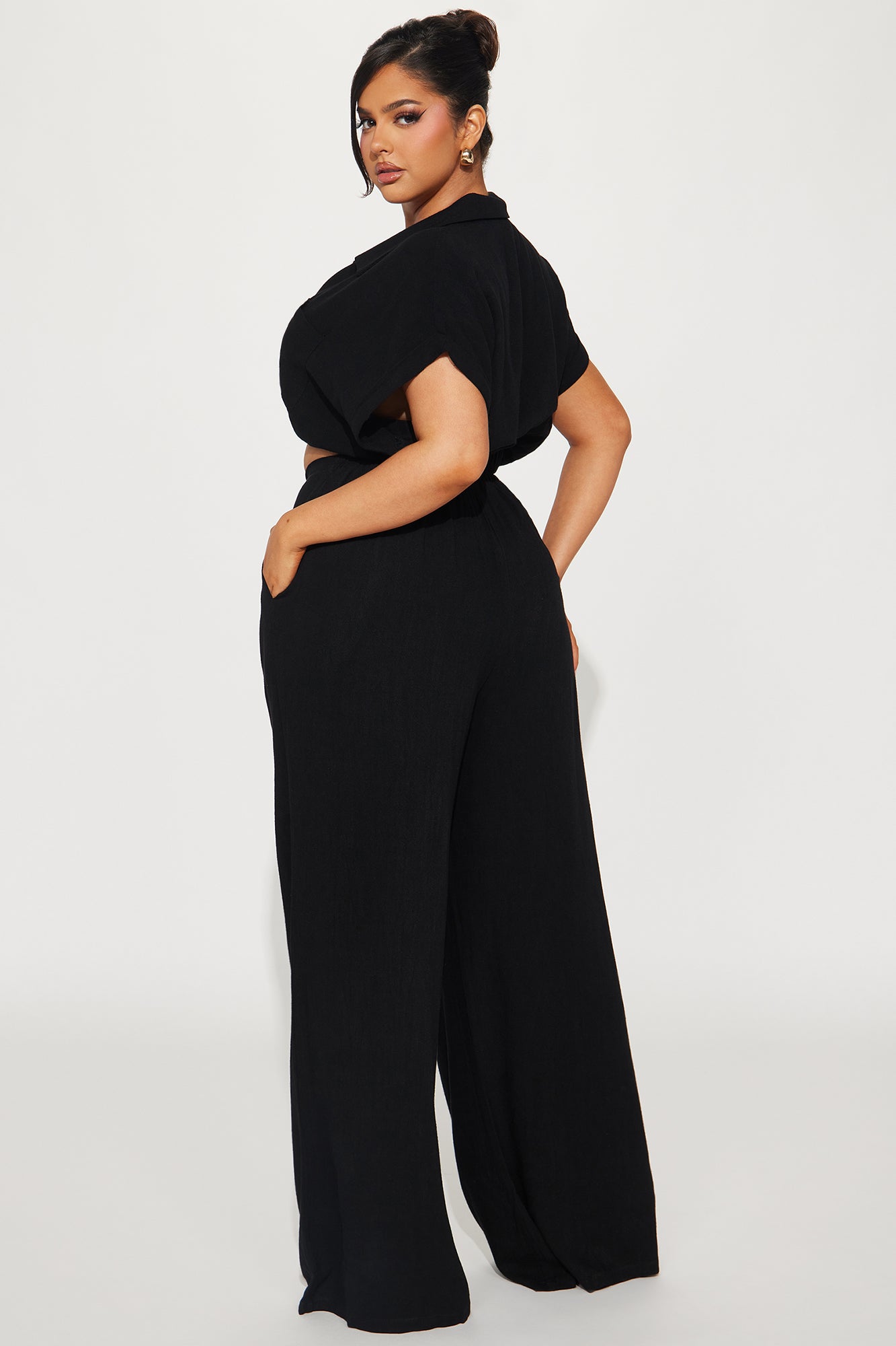 Andrea Linen Pant Set - Black - Image 6
