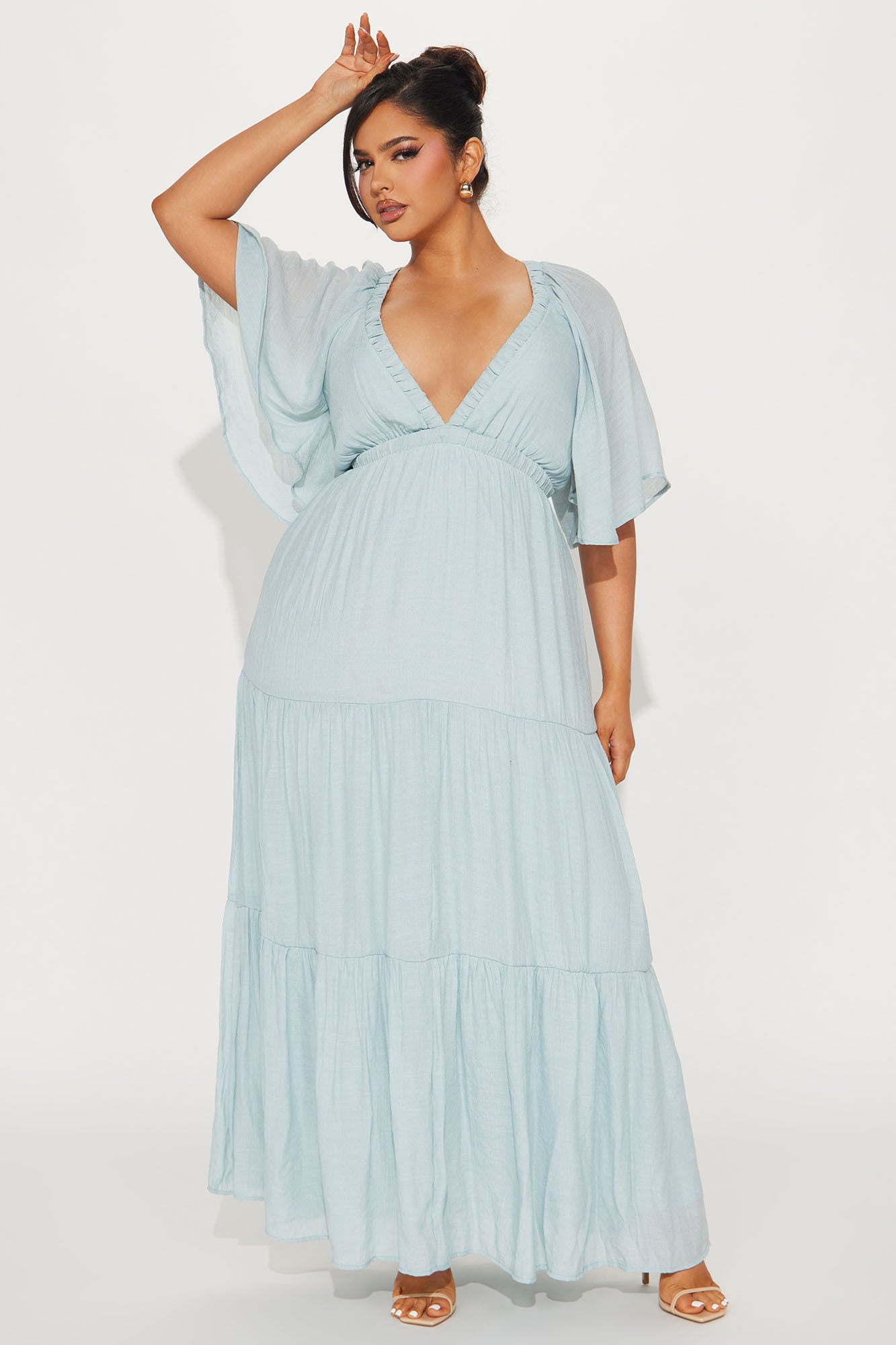 Elena Ruffle Maxi Dress - Light Blue - Image 4