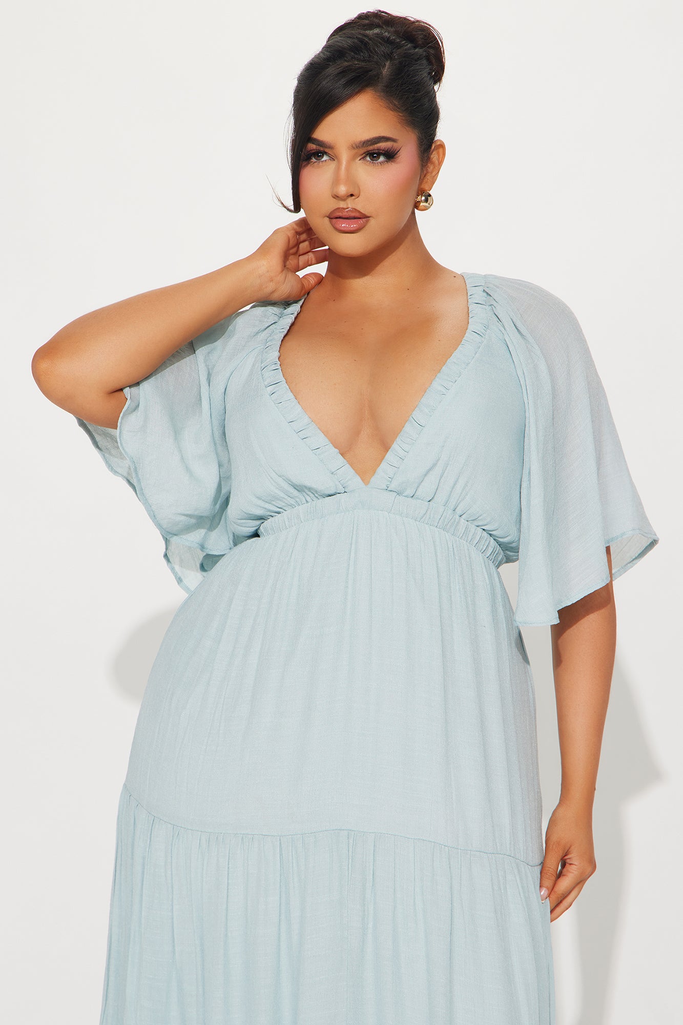 Elena Ruffle Maxi Dress - Light Blue - Image 5