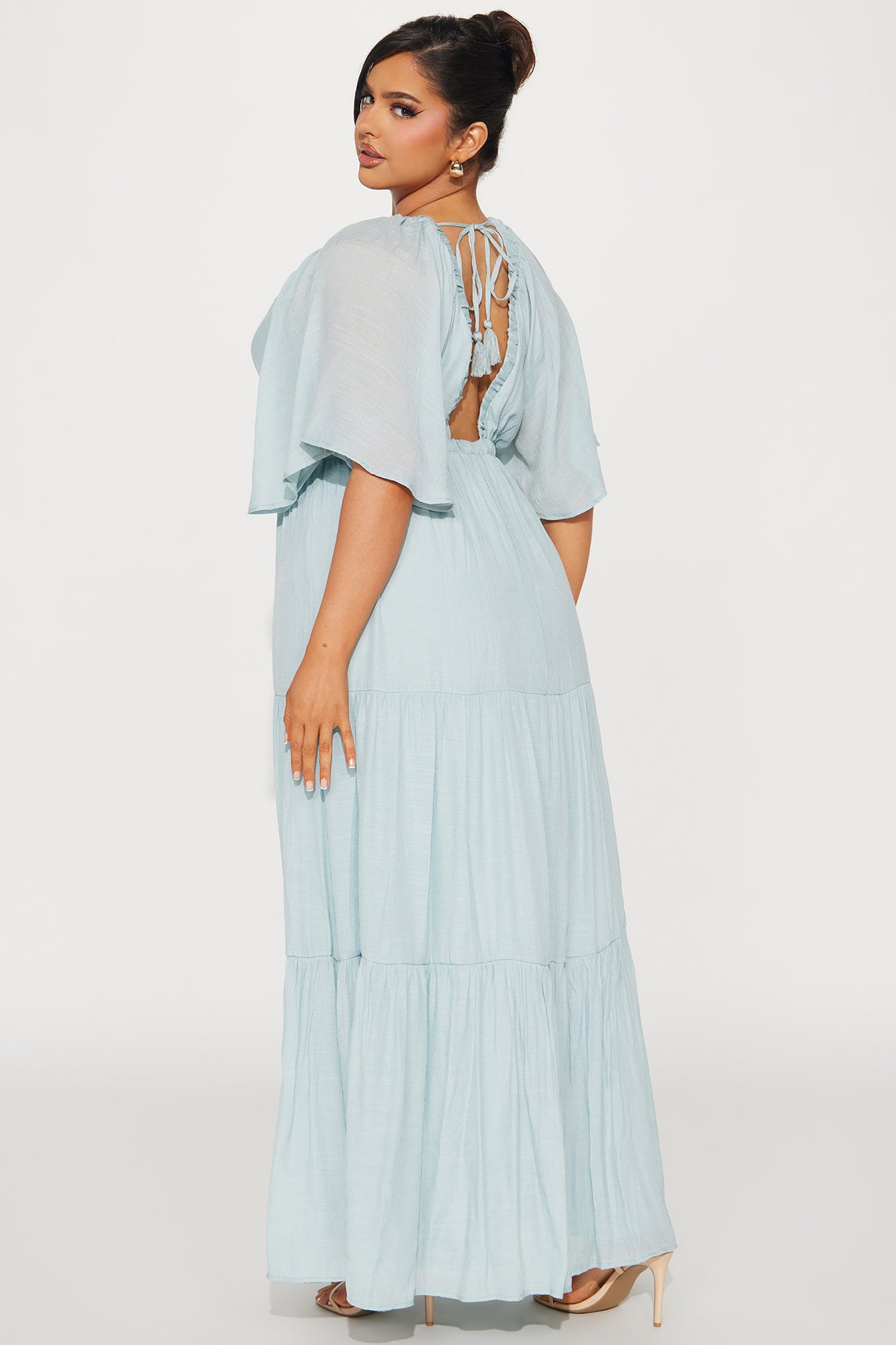 Elena Ruffle Maxi Dress - Light Blue - Image 6
