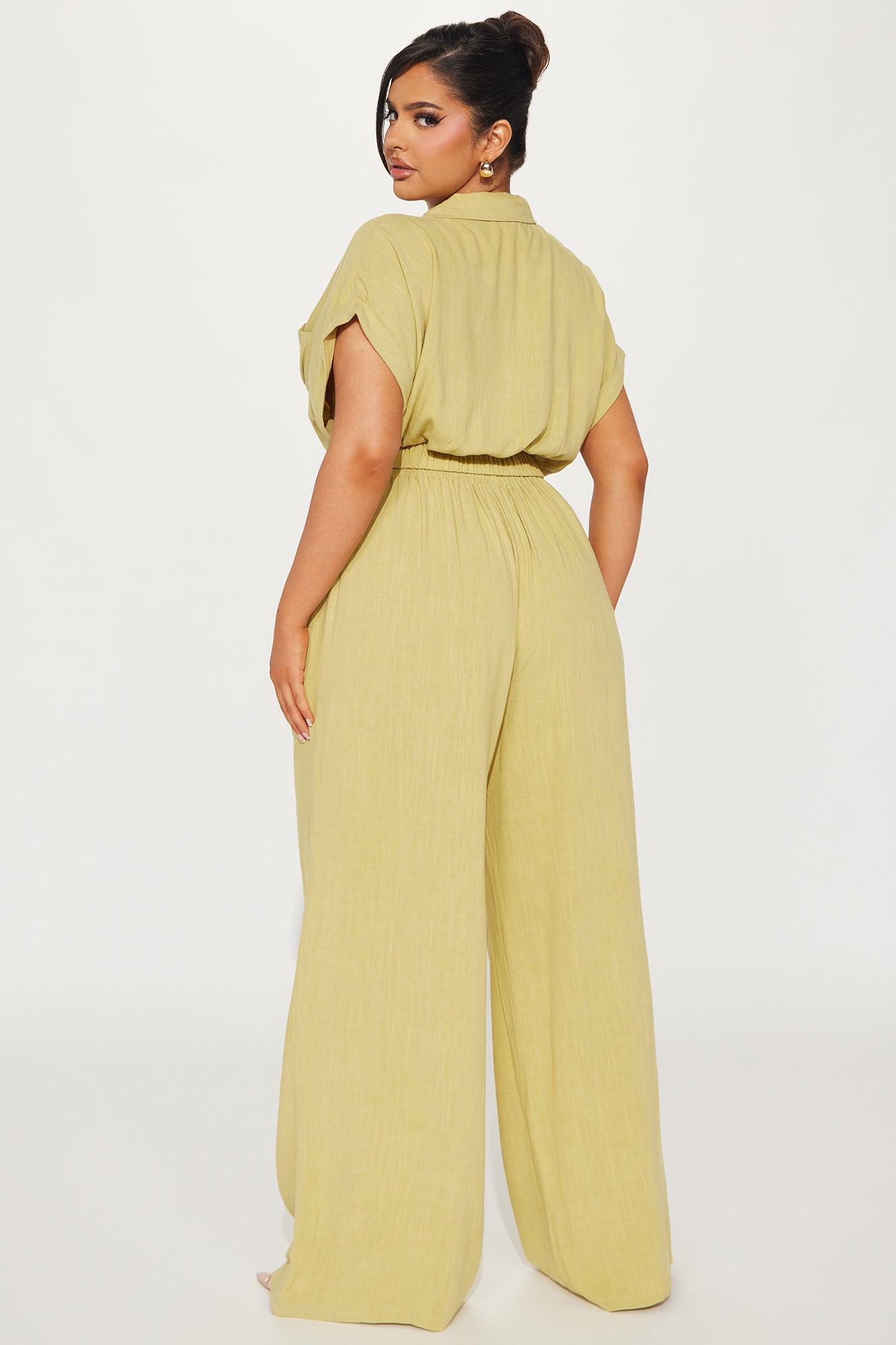 Andrea Linen Pant Set - Chartreuse - Image 6