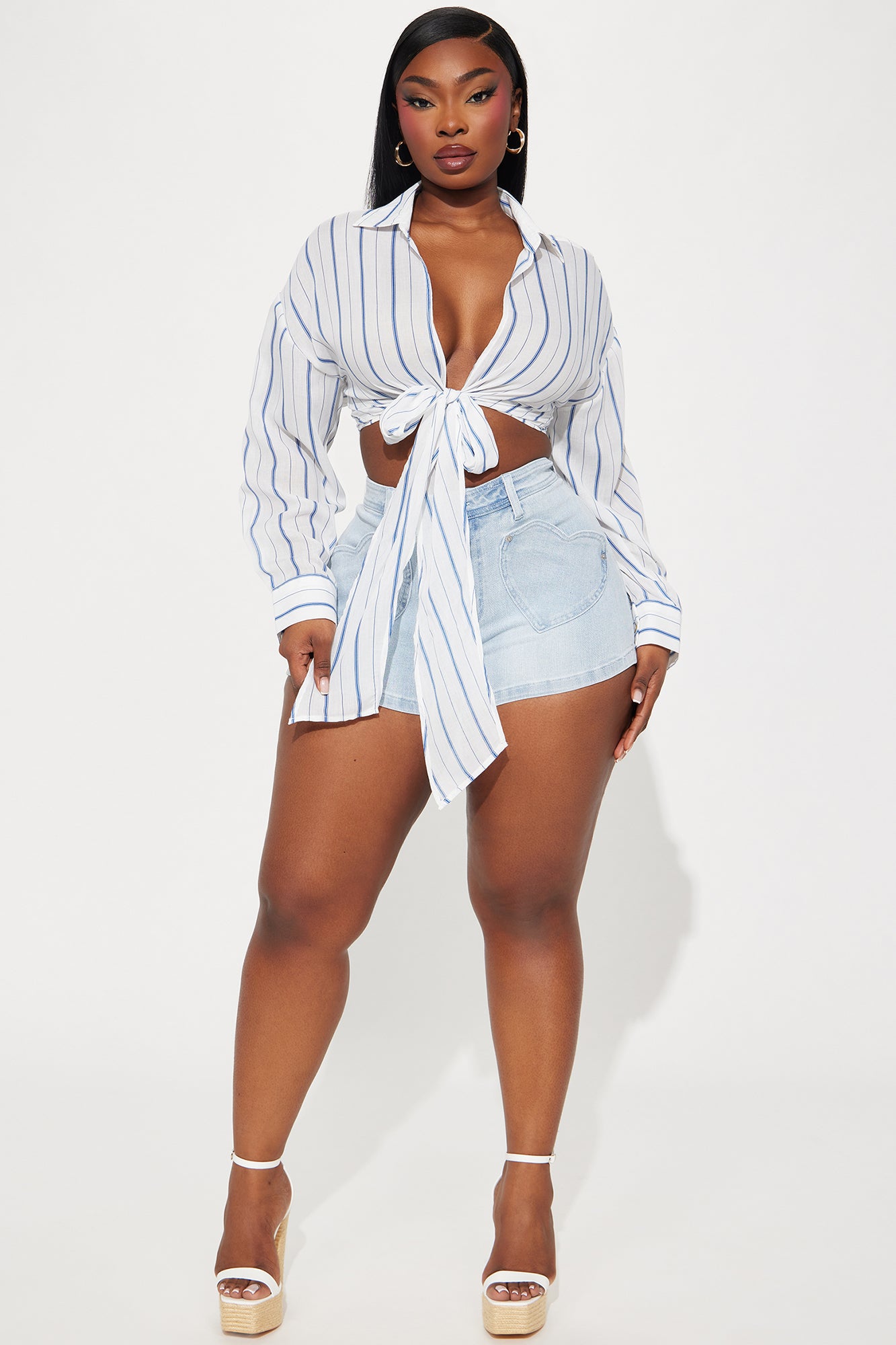 Cape Cod Striped Blouse Top - Blue/combo - Image 5