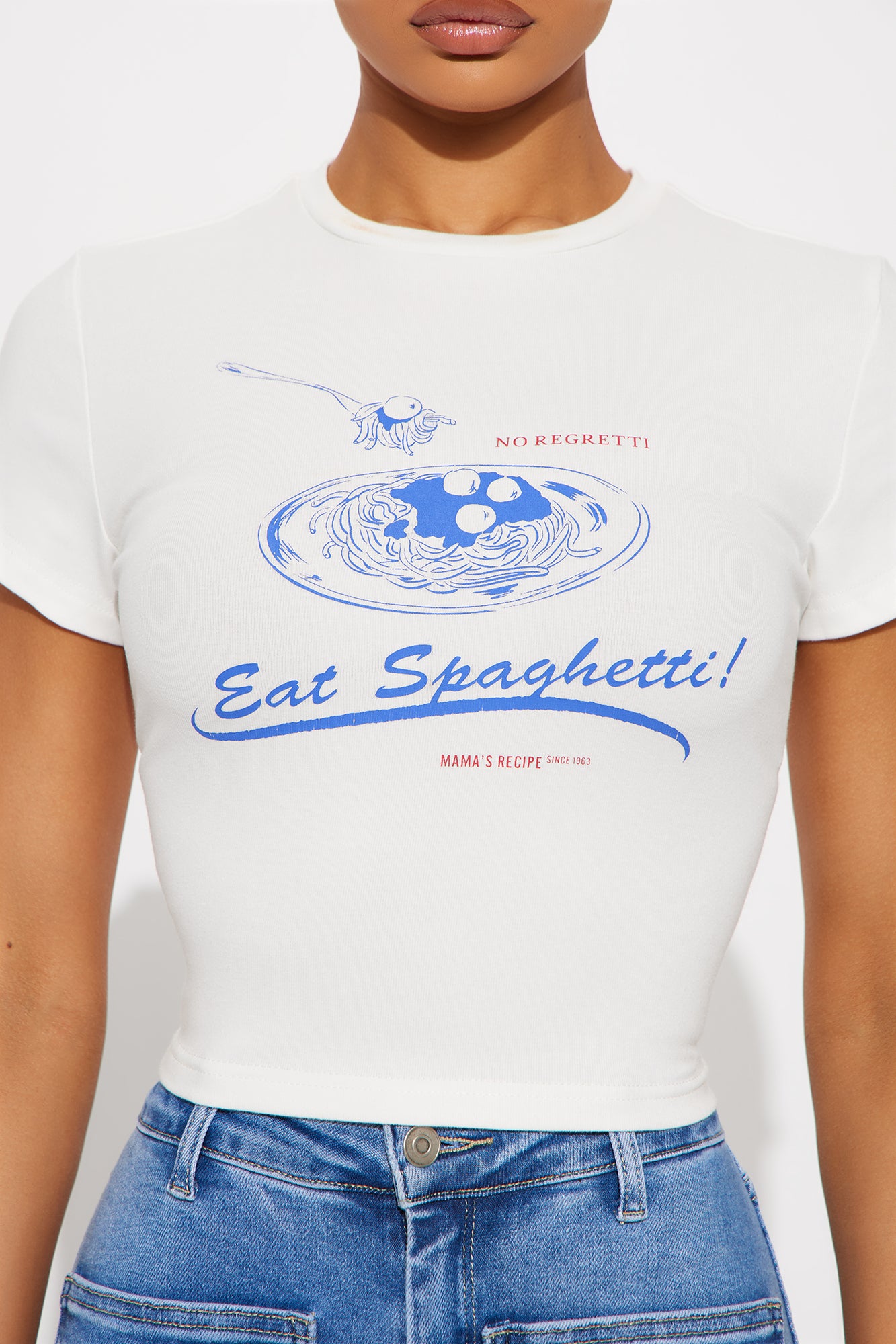 Eat Spaghetti Baby Tee - White - Image 4