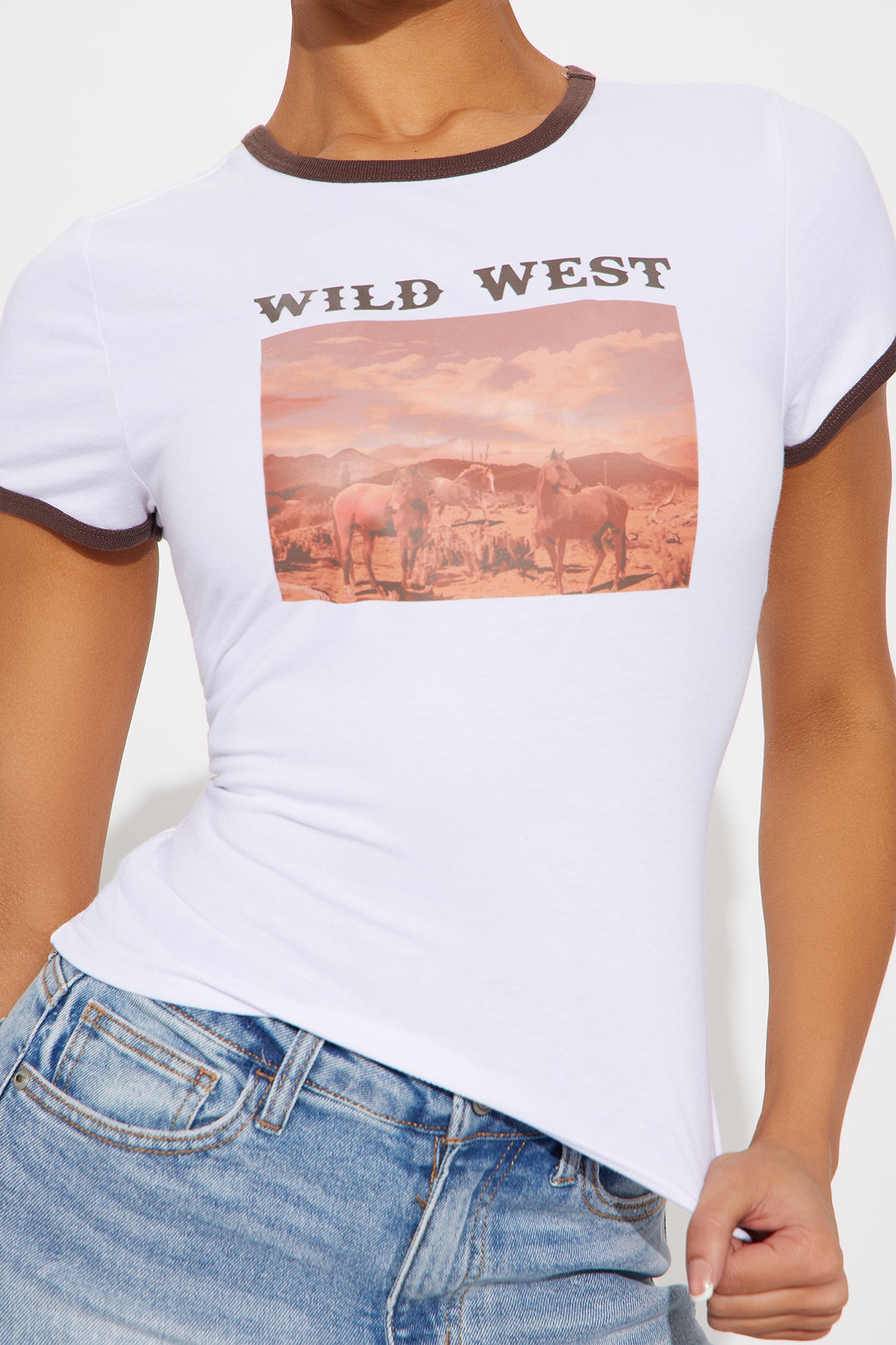 Wild West Ringer Baby Tee - White/combo - Image 4