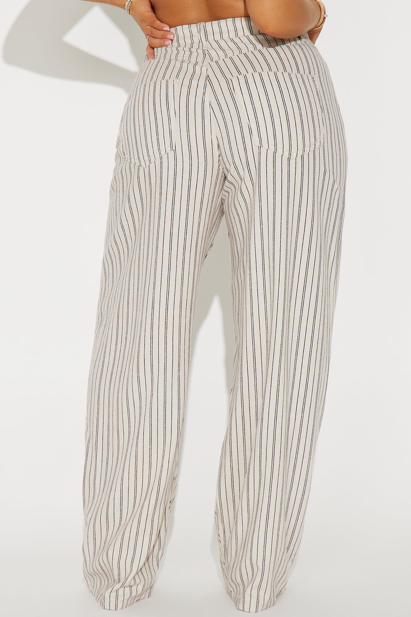 Cecilia Pinstripe Linen Pant - Oatmeal - Image 3