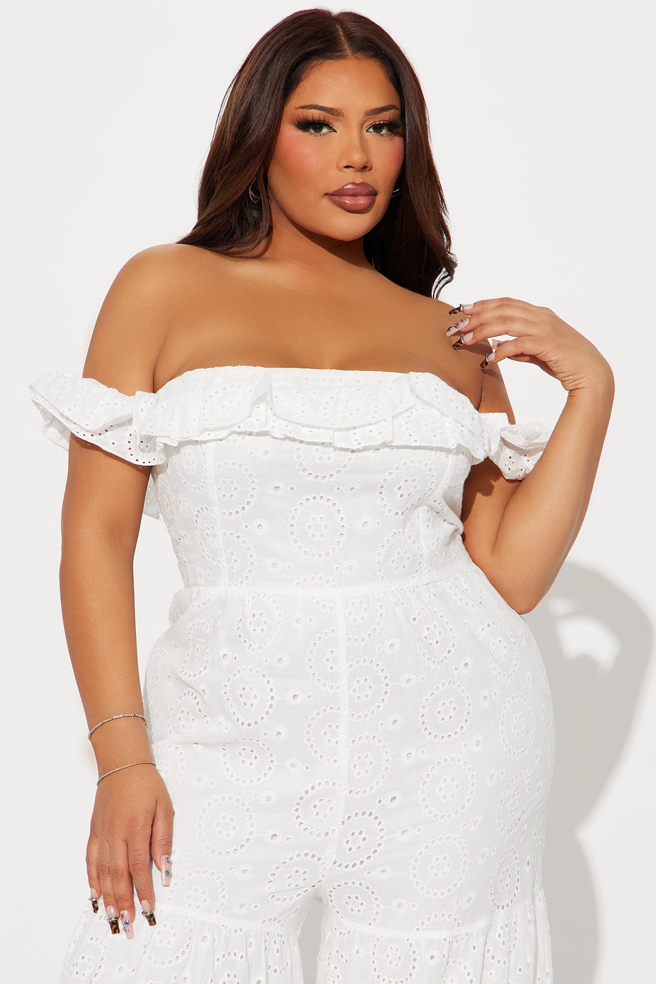 Sweet As Can Be Eyelet Jumpsuit - White - Image 5