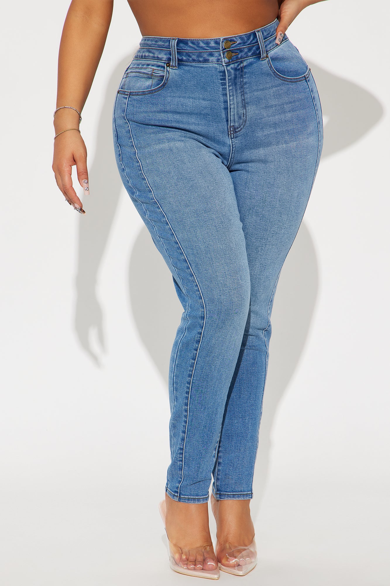 Adenna Stretch Skinny Jeans - Medium Wash - Image 4