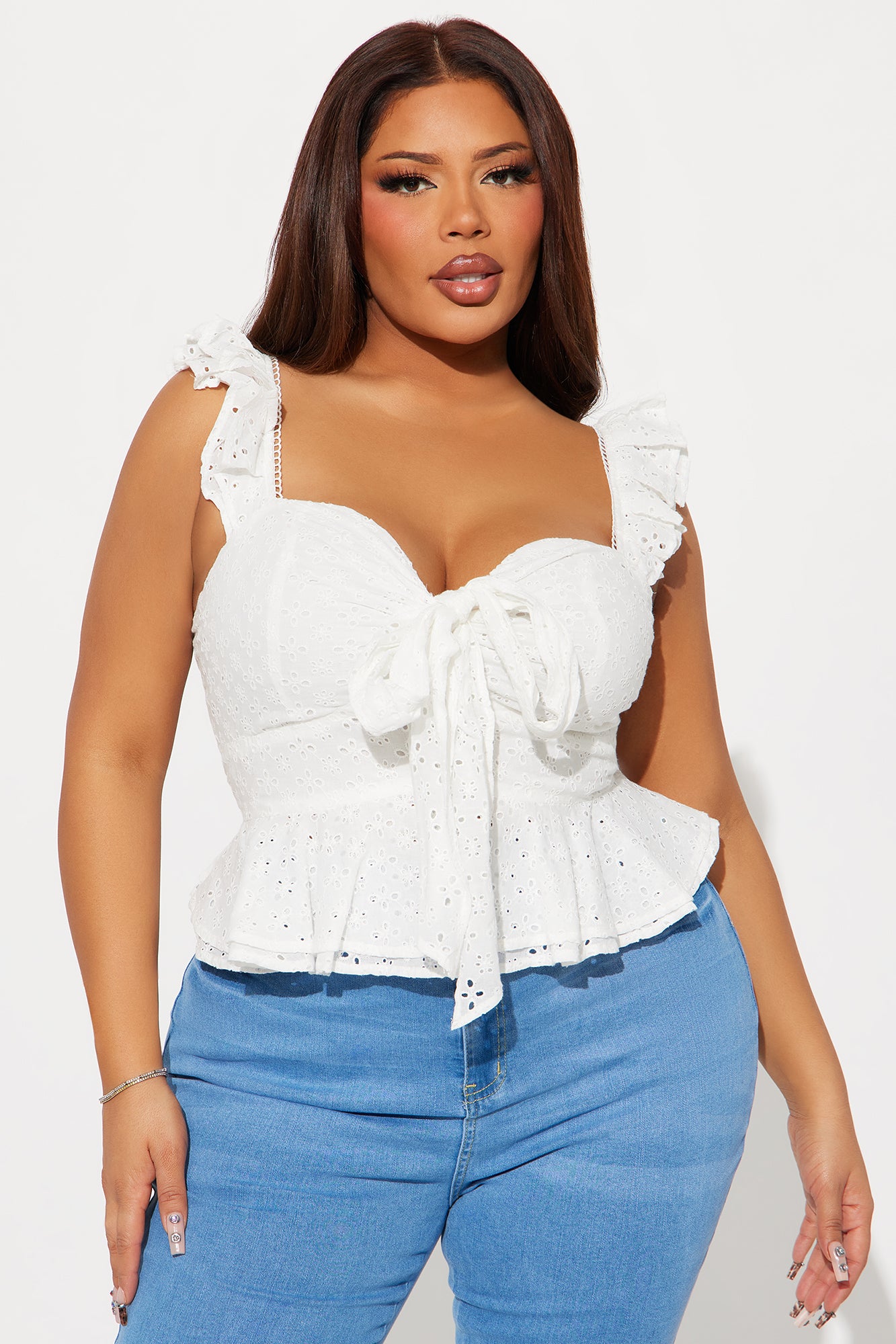 Baby Girl Eyelet Peplum Blouse Top - White - Image 4