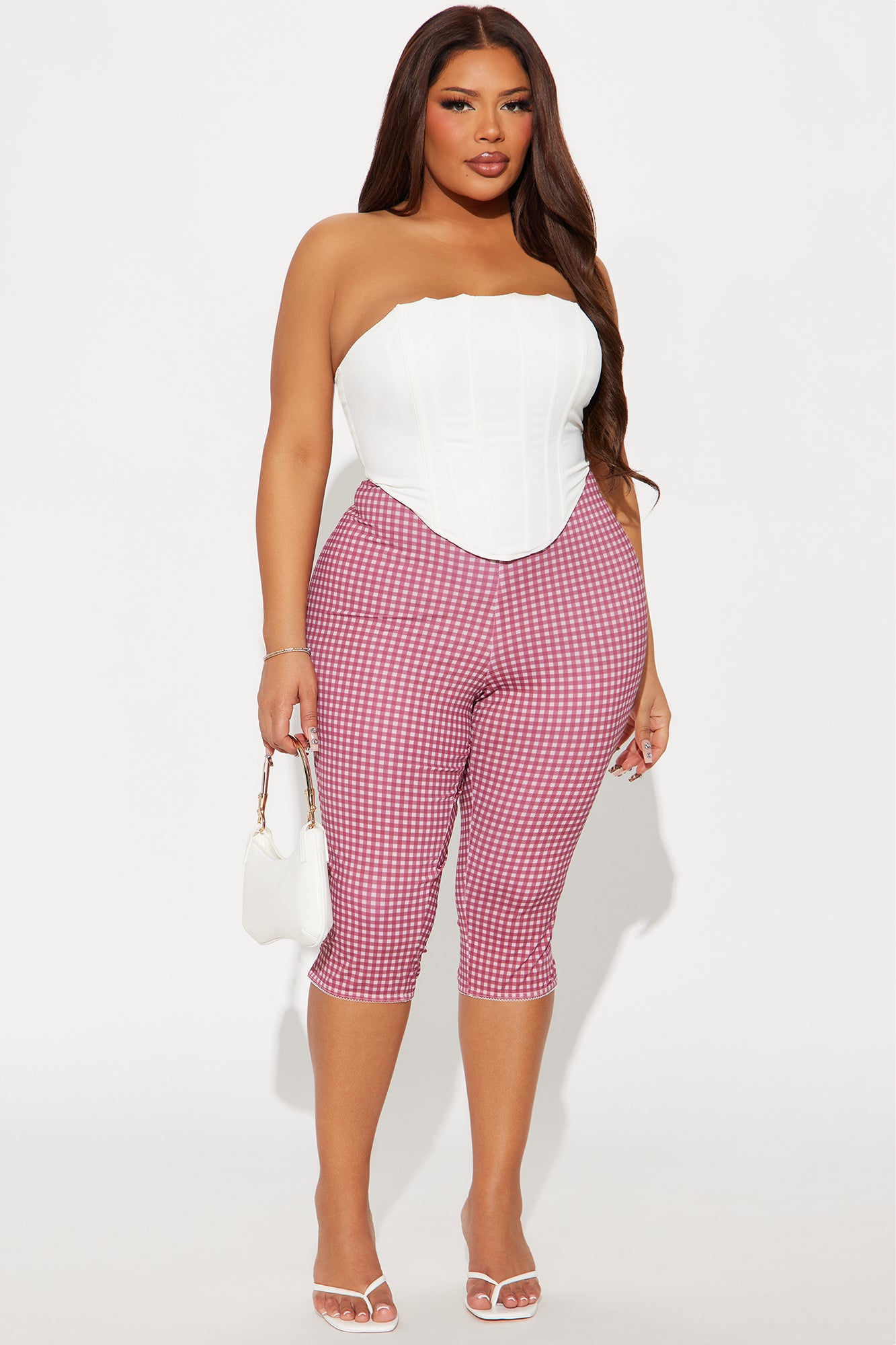 Cara Gingham Capri Legging - Red/combo - Image 4