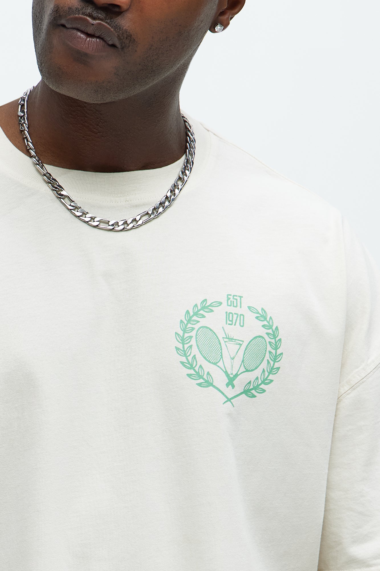 Tennis Club Manhattan Oversized Short Sleeve Tee - Cream - Image 4