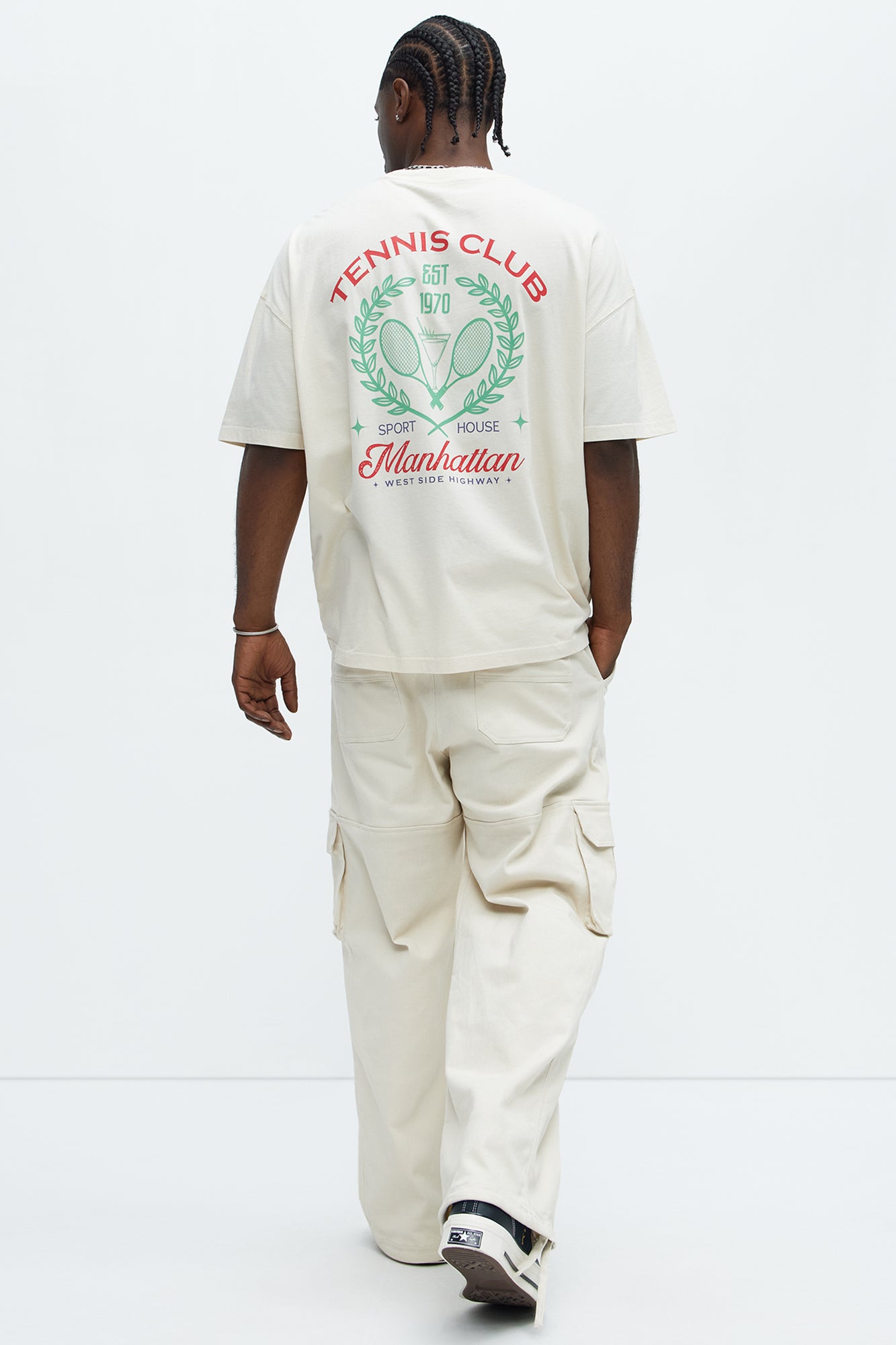 Tennis Club Manhattan Oversized Short Sleeve Tee - Cream - Image 5
