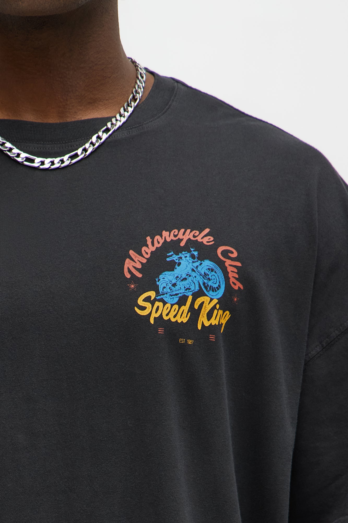 Motorcycle Club Speed King Oversized Short Sleeve Tee - Black - Image 3