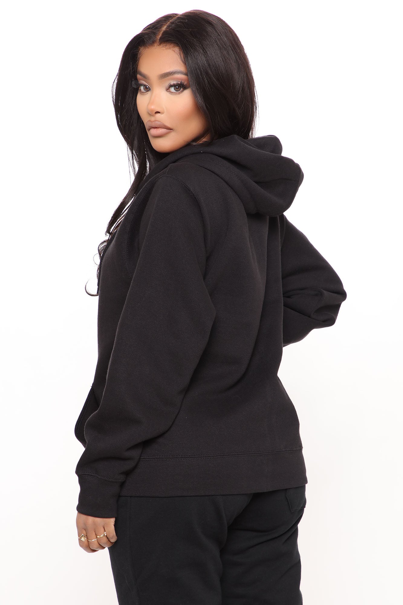 Stole Your Boyfriend's Oversized Zip Up Hoodie - Black - Image 3