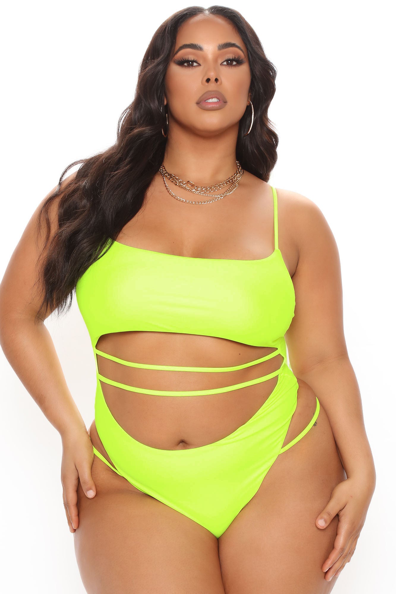 All Summer Long Strappy Swimsuit - Neon Yellow - Image 7