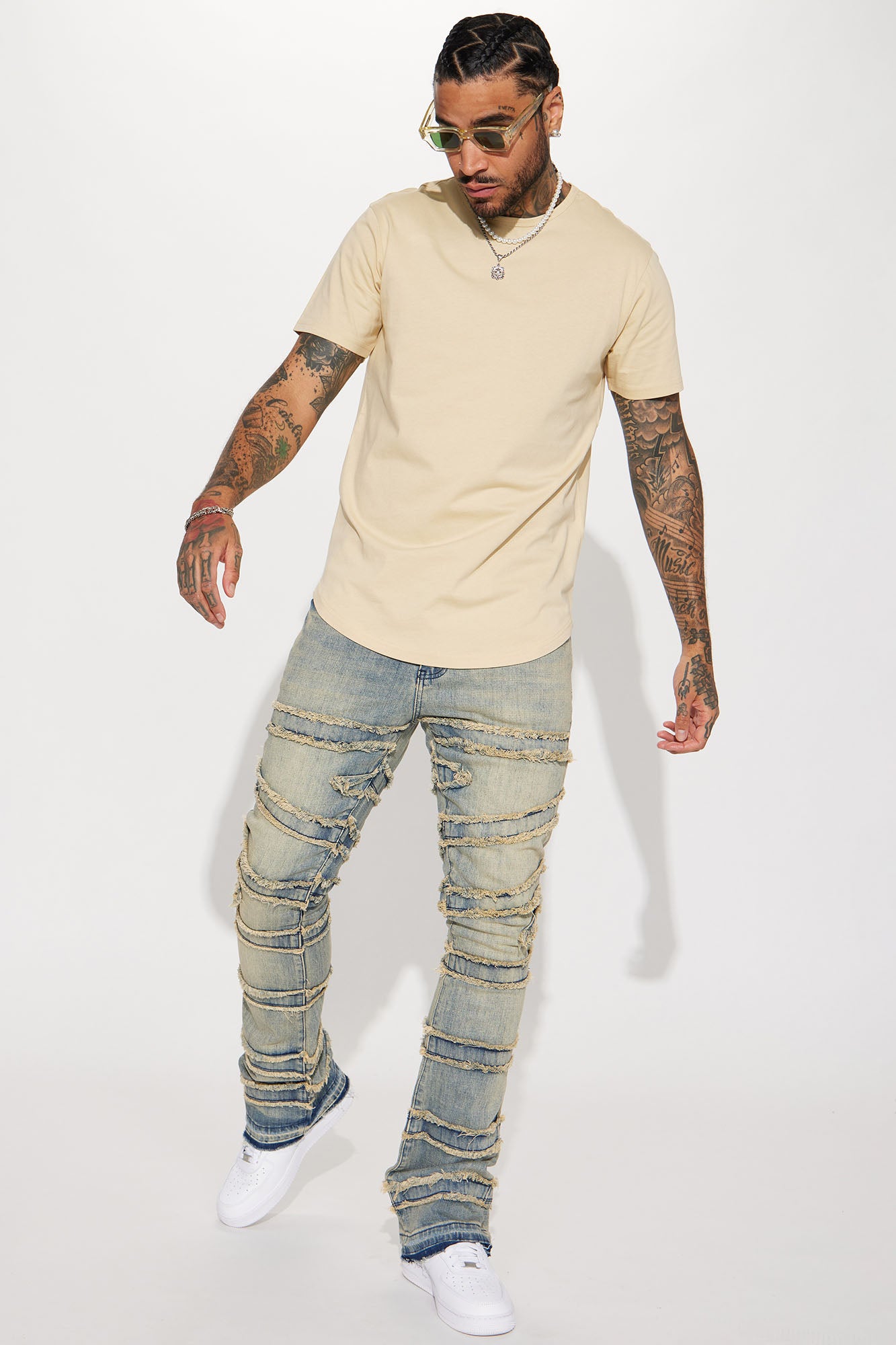 Essential Short Sleeve Scallop Crew Tee - Tan - Image 3