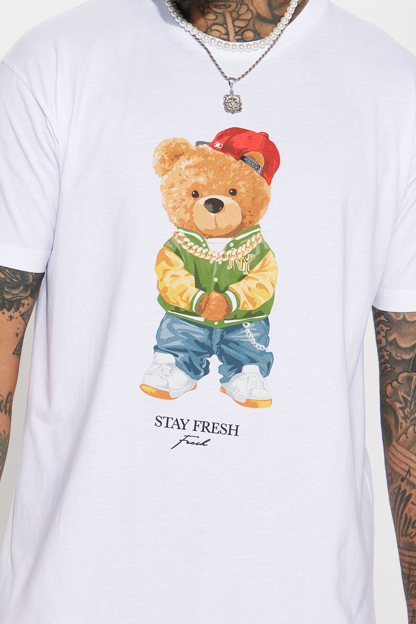 Stay Fresh Bear Short Sleeve Tee - White - Image 4