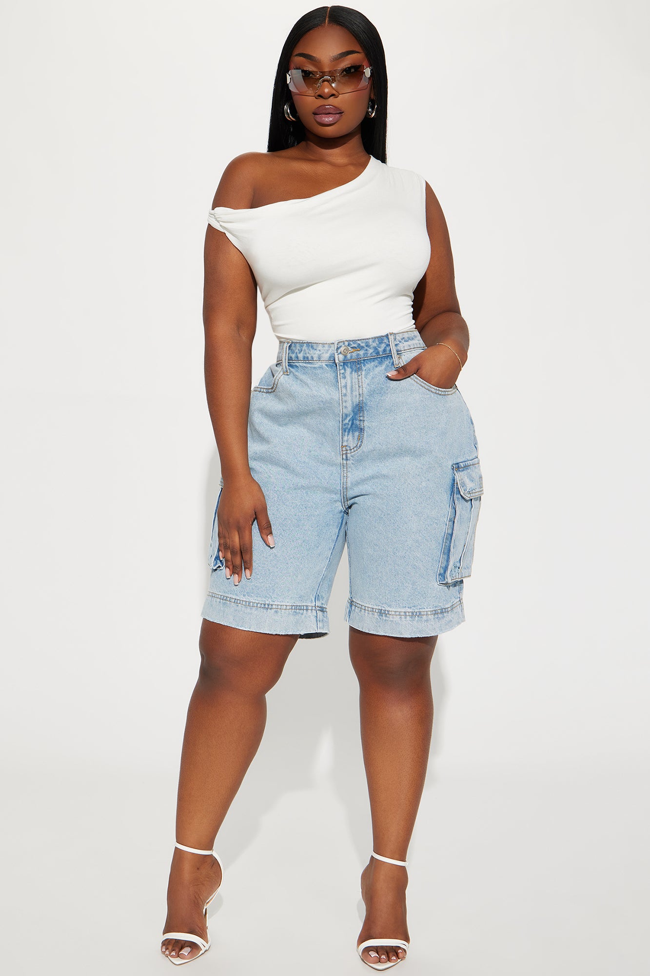 In High Demand Non Stretch Cargo Bermuda Shorts - Light Wash - Image 5