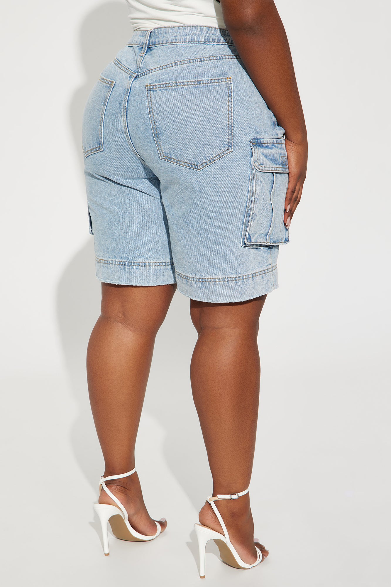 In High Demand Non Stretch Cargo Bermuda Shorts - Light Wash - Image 8