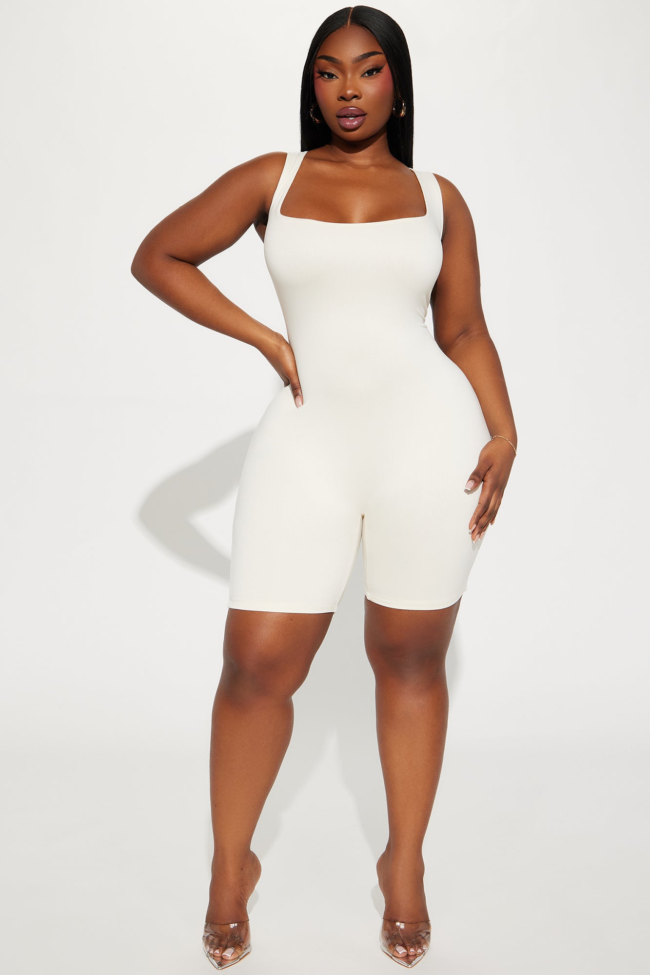 Janet Double Lined Romper - Cream - Image 4