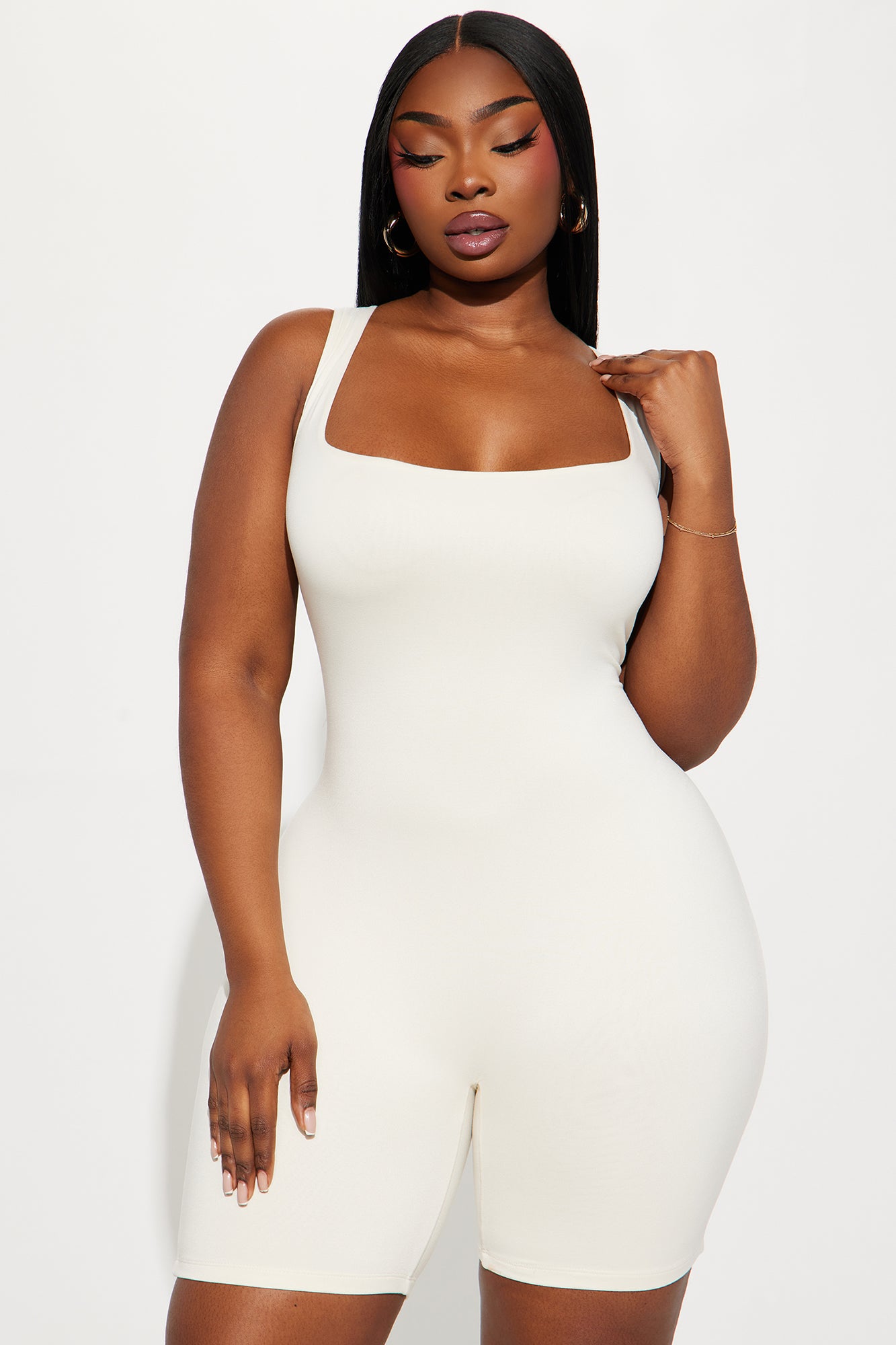 Janet Double Lined Romper - Cream - Image 5