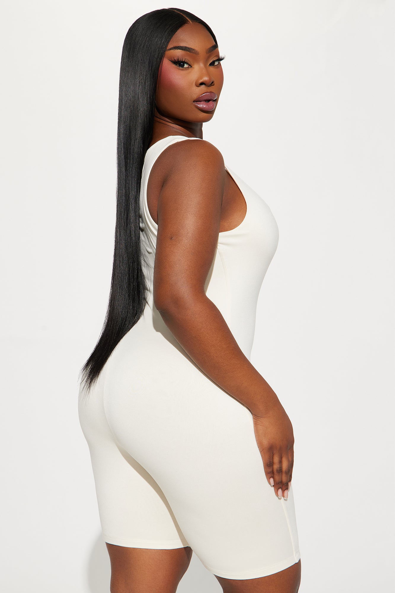Janet Double Lined Romper - Cream - Image 6