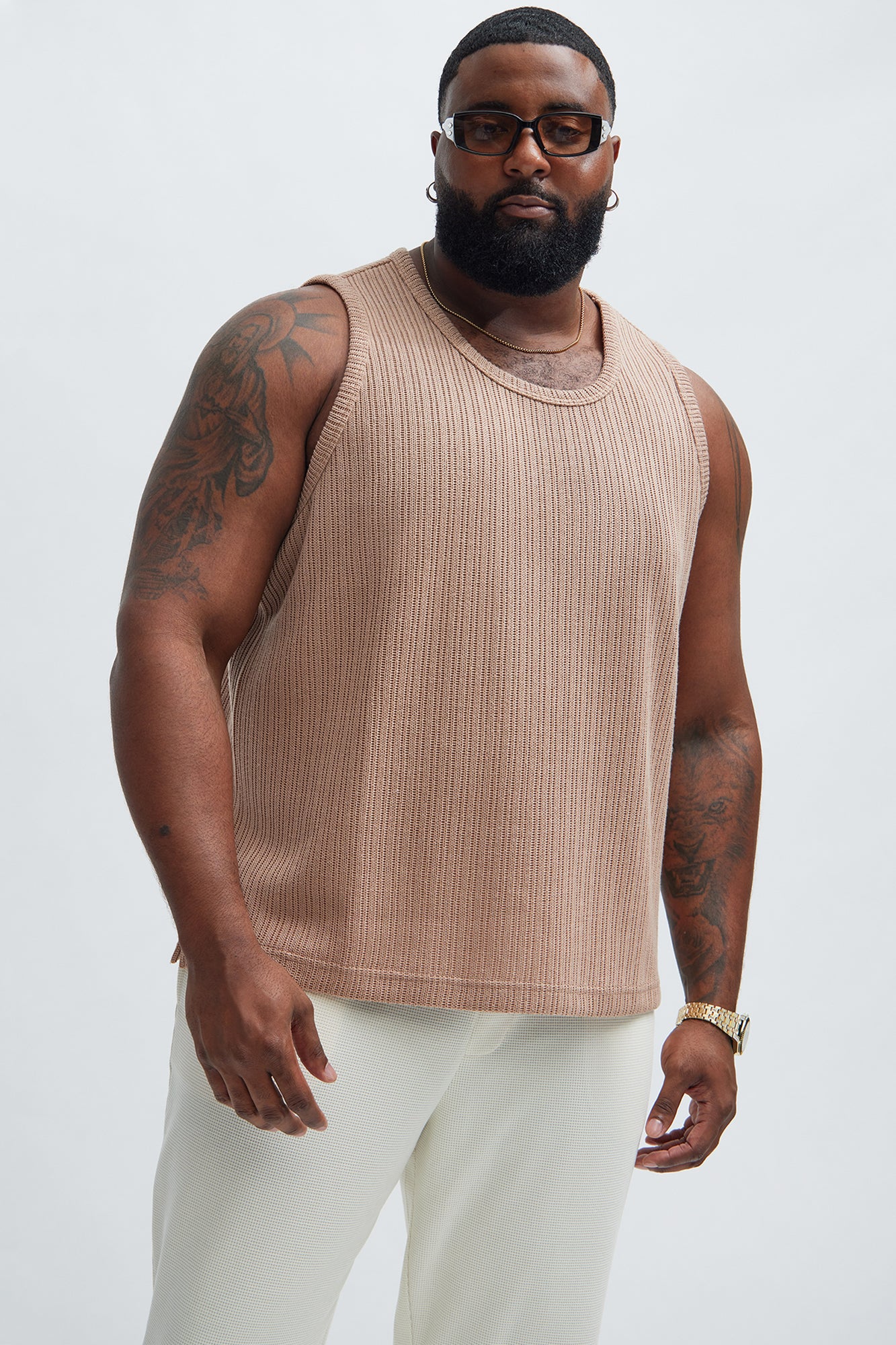 Santorini Textured Tank Top - Taupe - Image 5