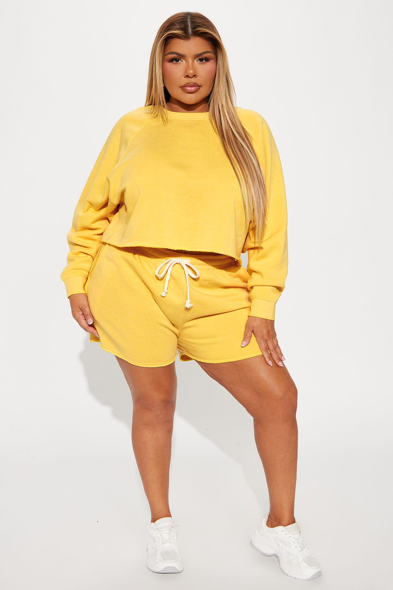 So Soft Washed Fleece Short Set - Yellow - Image 5