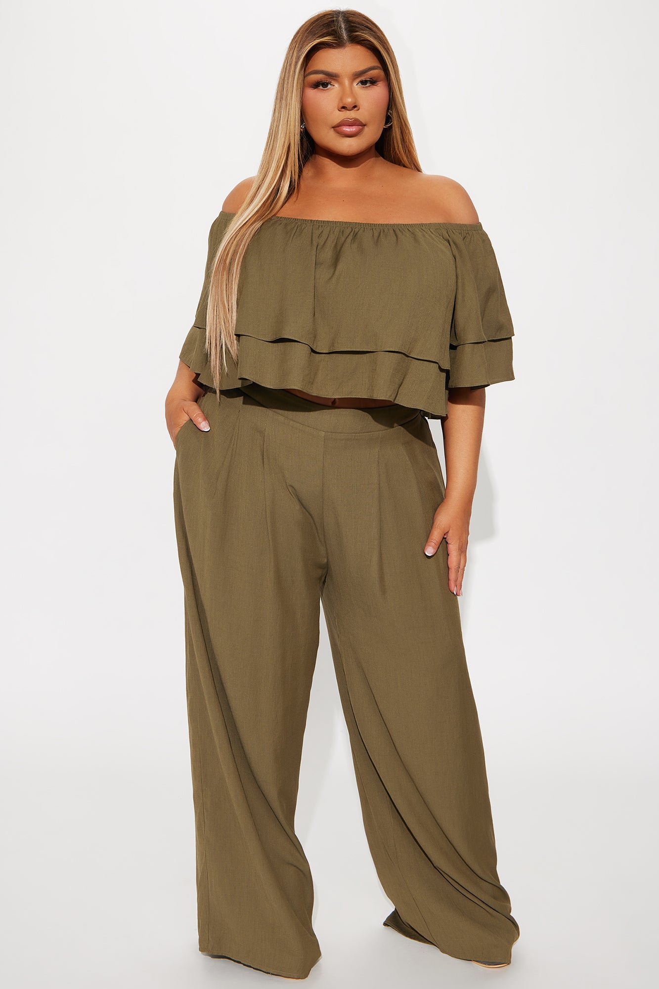 Lorraine Linen Pant Set - Olive - Image 4