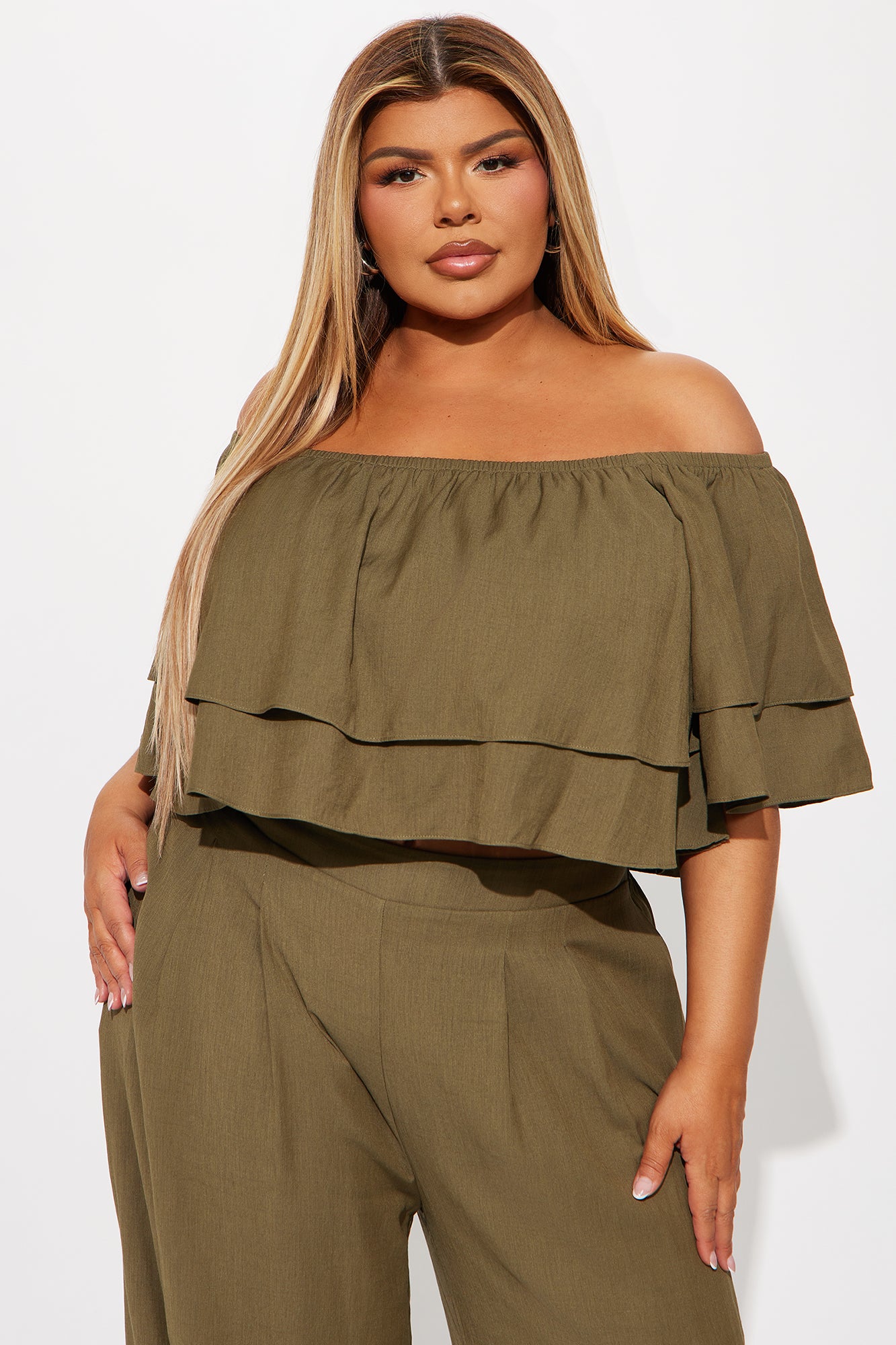 Lorraine Linen Pant Set - Olive - Image 5