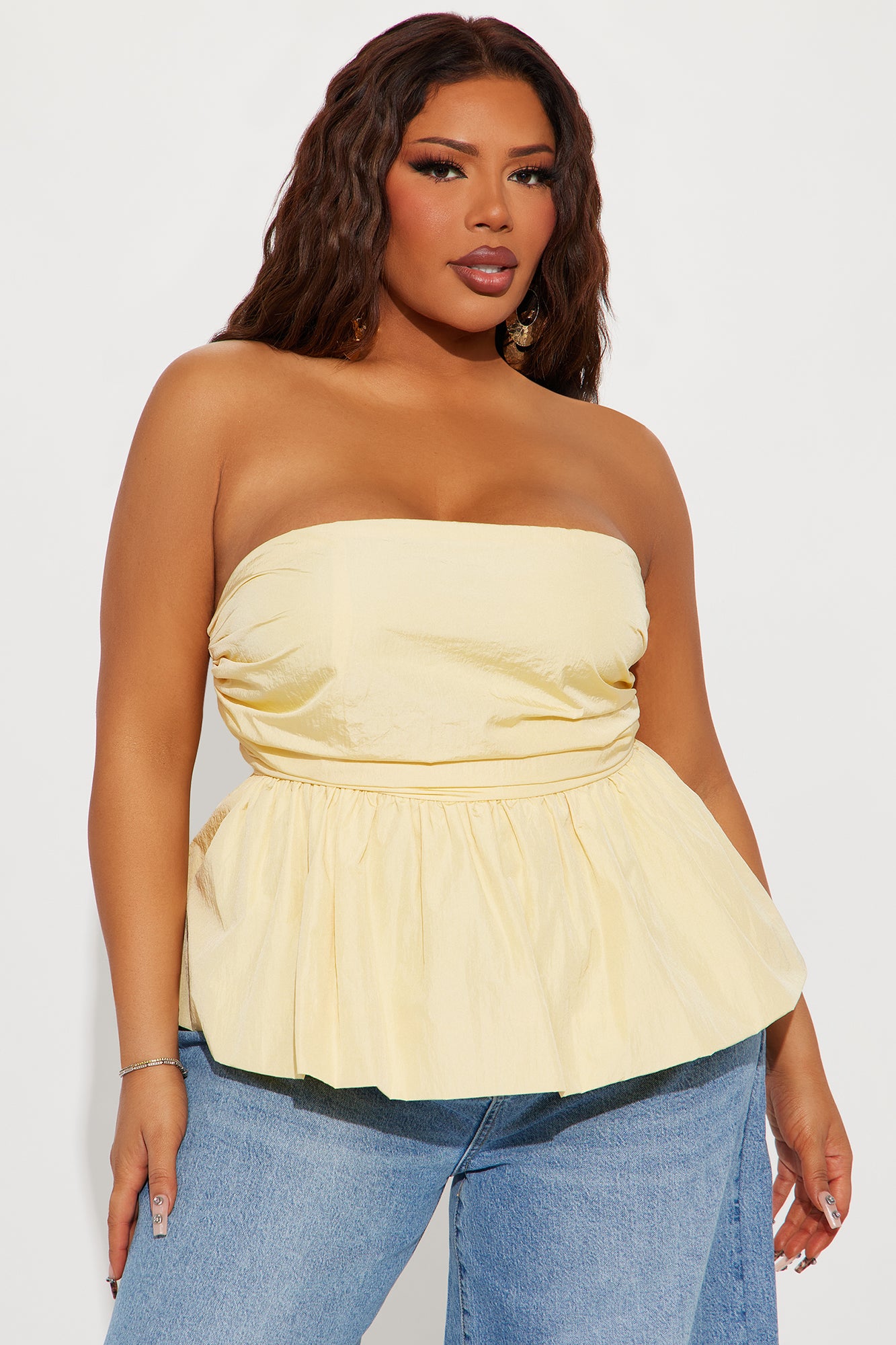 Norine Bubble Hem Top - Yellow - Image 4
