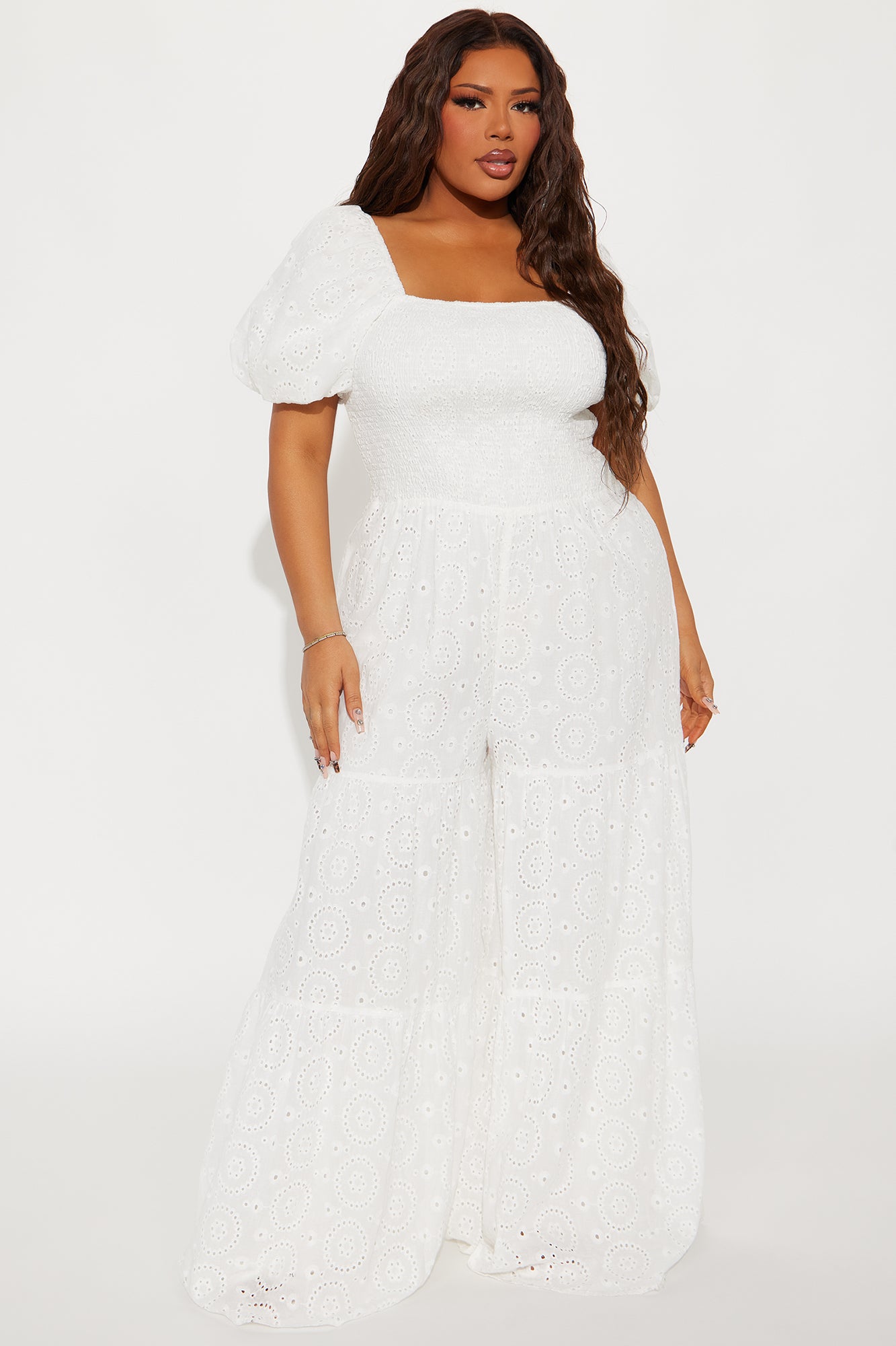 Marlena Eyelet Lace Jumpsuit - White - Image 4