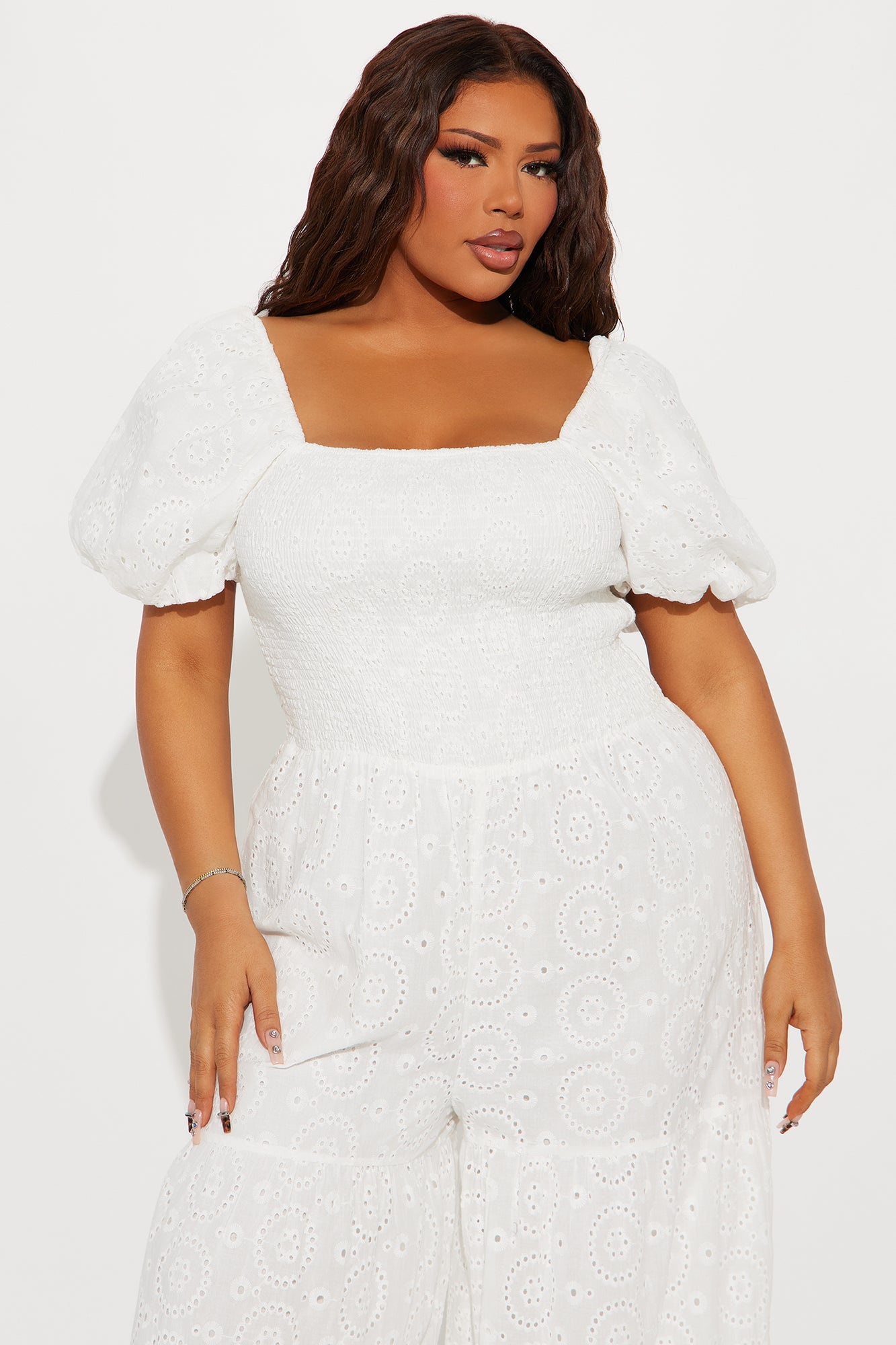 Marlena Eyelet Lace Jumpsuit - White - Image 5