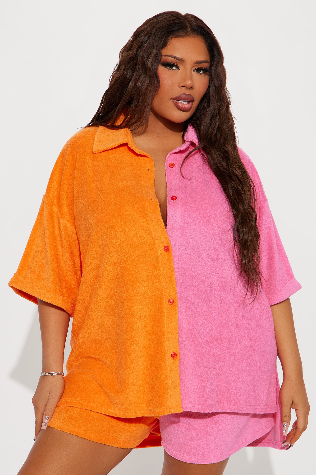 Split Ways Colorblock Short Set - Pink/combo - Image 5