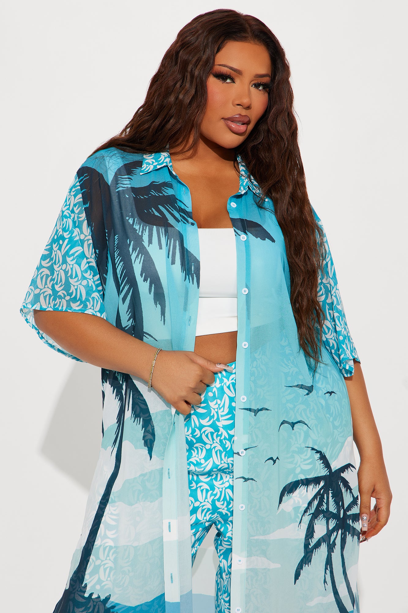Coastal Escape Pant Set - Aqua - Image 5
