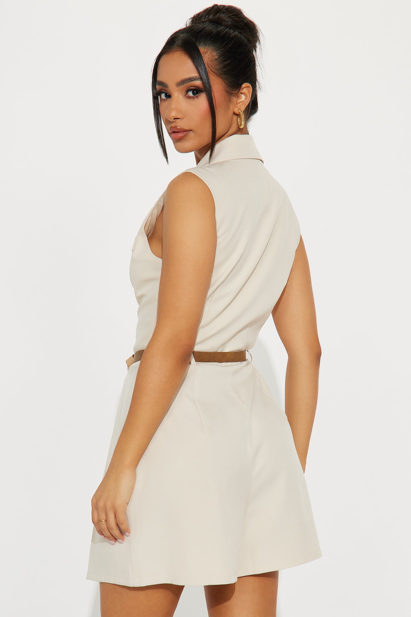 Follow Me Belted Romper - Natural - Image 3