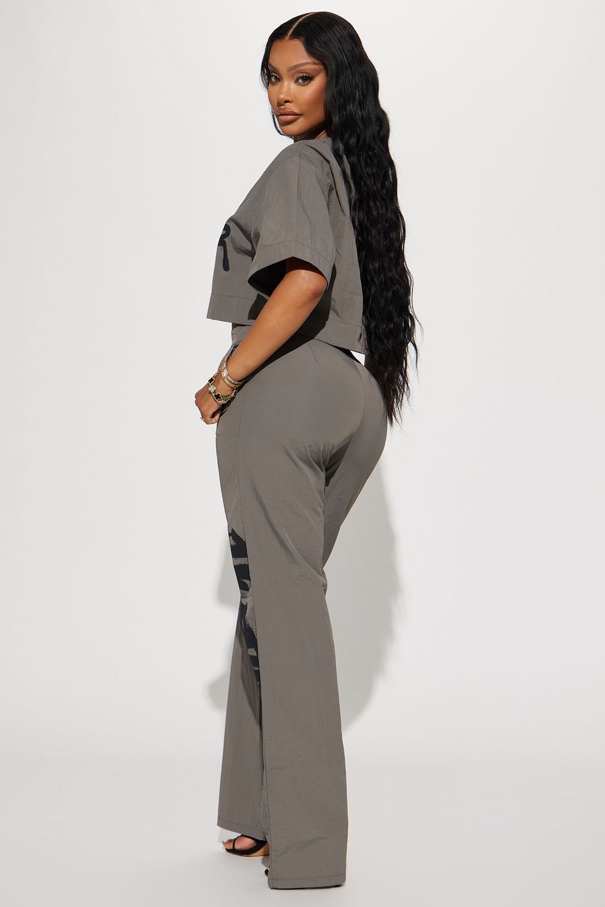 Time To Hustle Windbreaker Pant Set - Grey - Image 3
