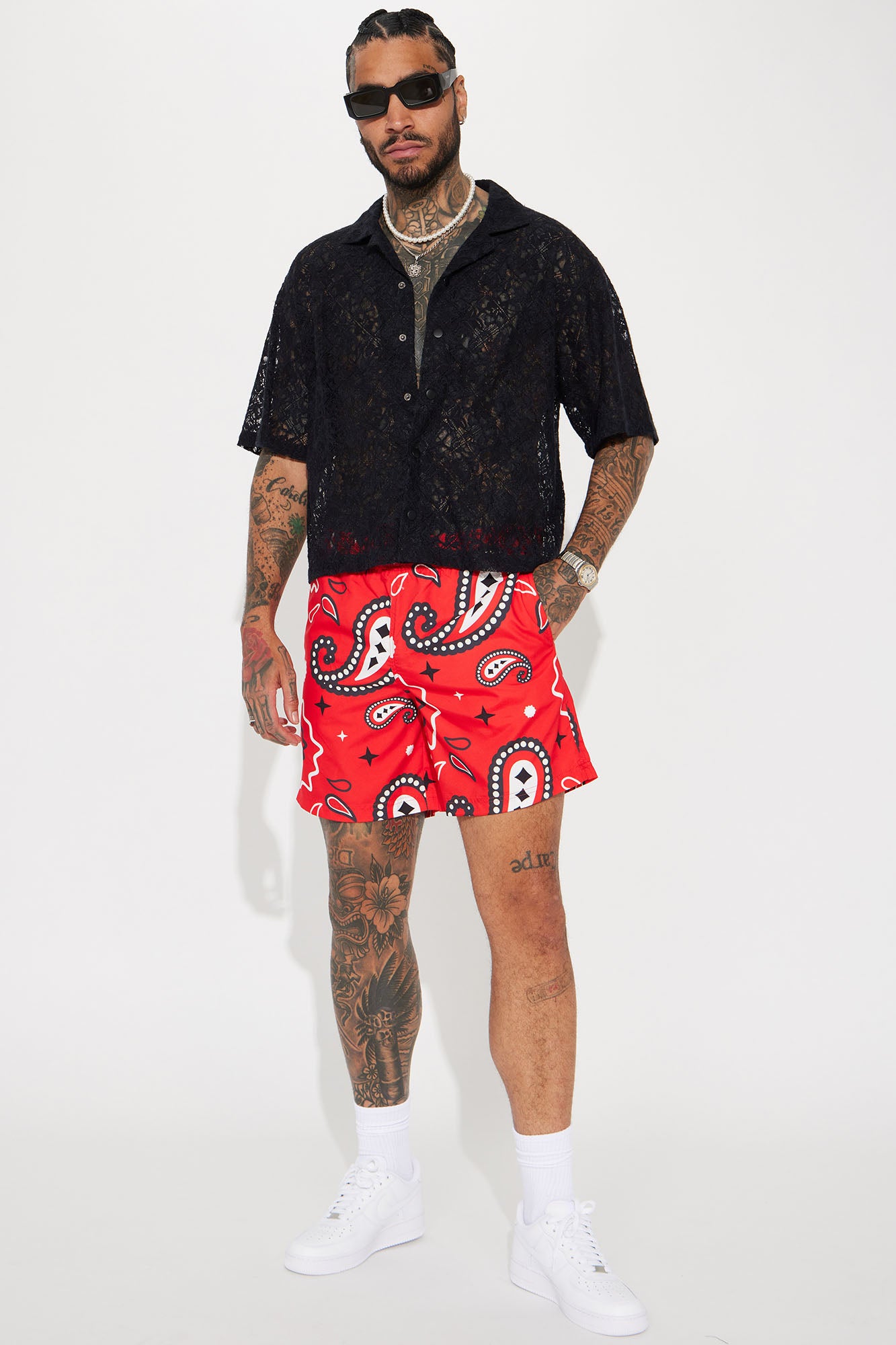 Let's Get Paisley Swim Classic Trunk - Red - Image 3