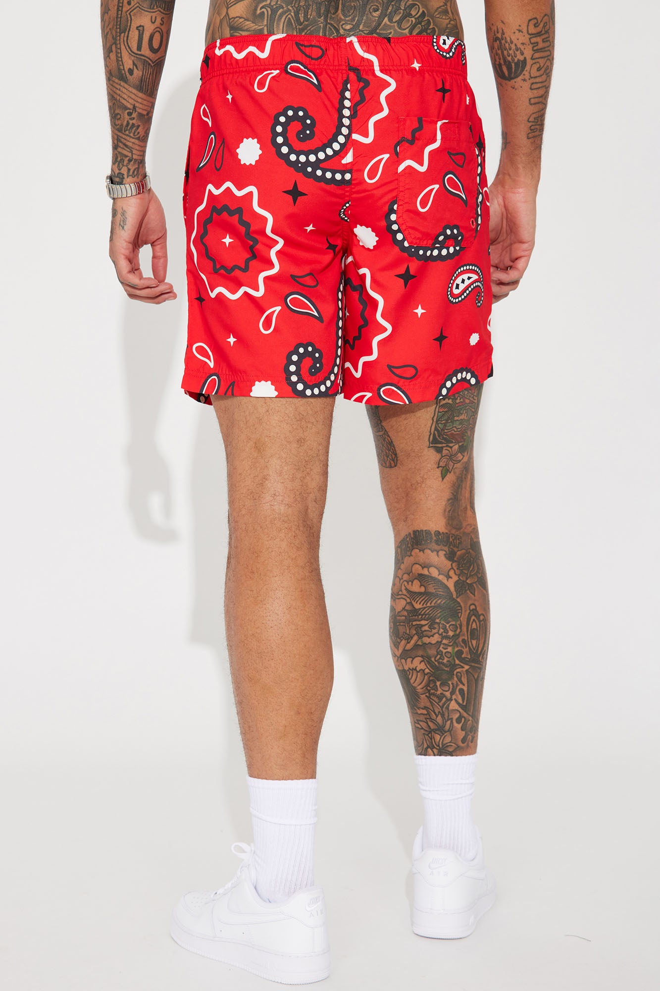 Let's Get Paisley Swim Classic Trunk - Red - Image 4