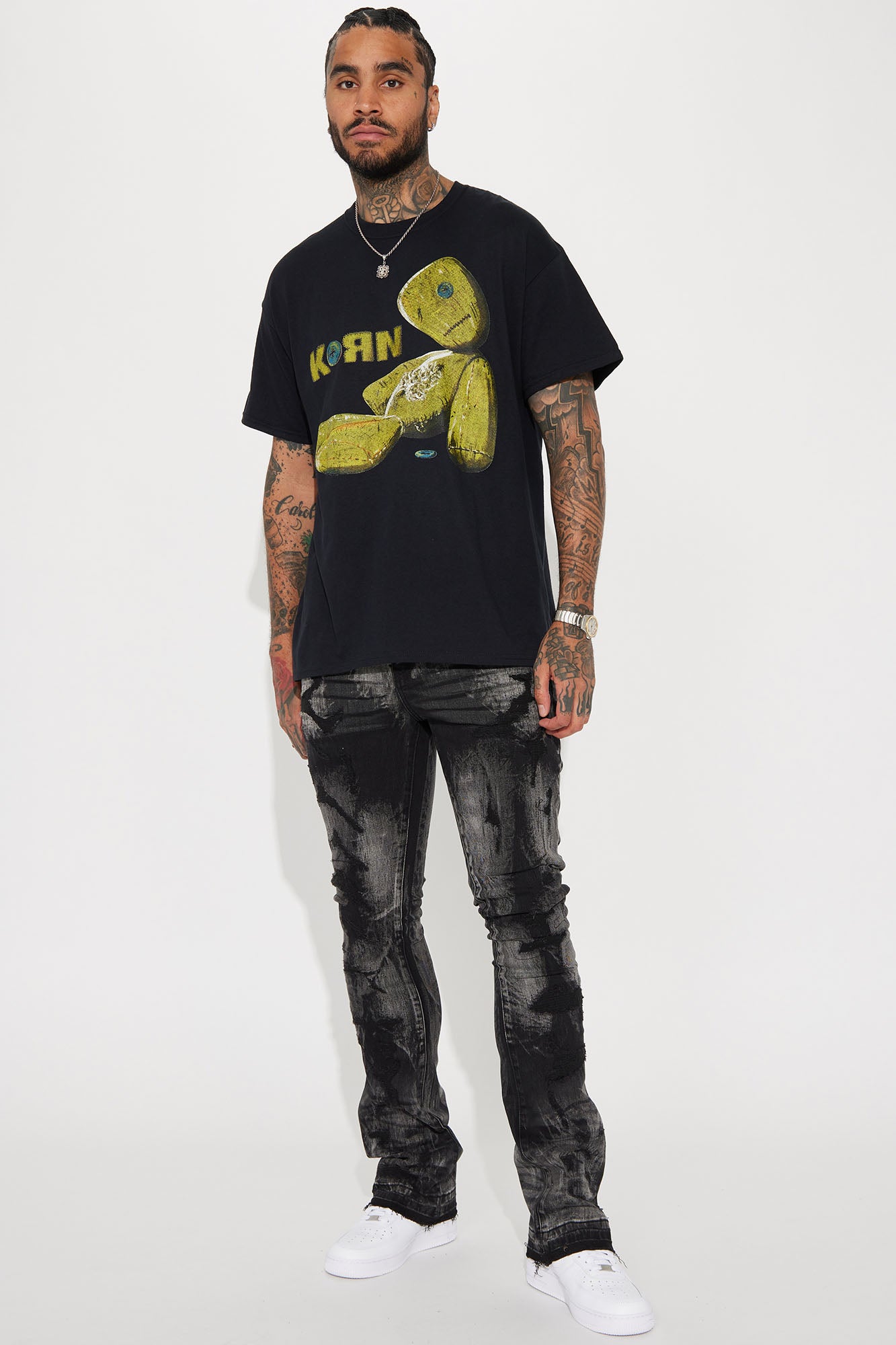 No Cap Stacked Skinny Flare Jeans - Black Wash - Image 3