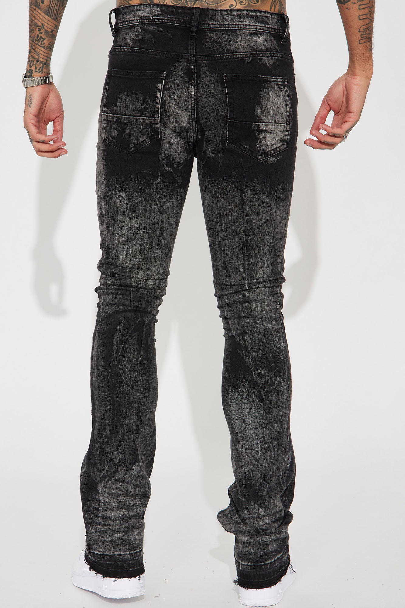 No Cap Stacked Skinny Flare Jeans - Black Wash - Image 5