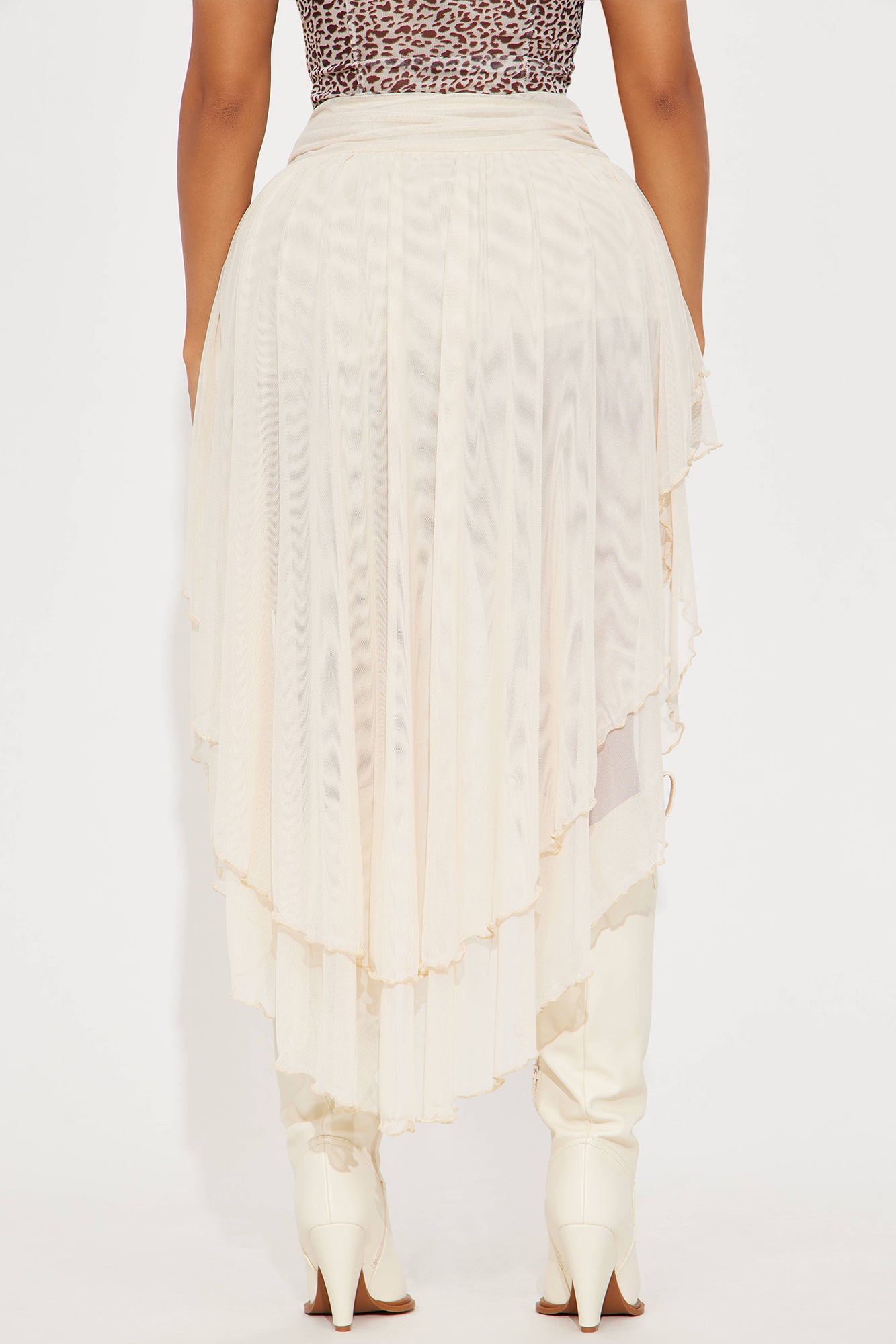 Summer Romance High Low Mesh Midi Skirt - Taupe - Image 3