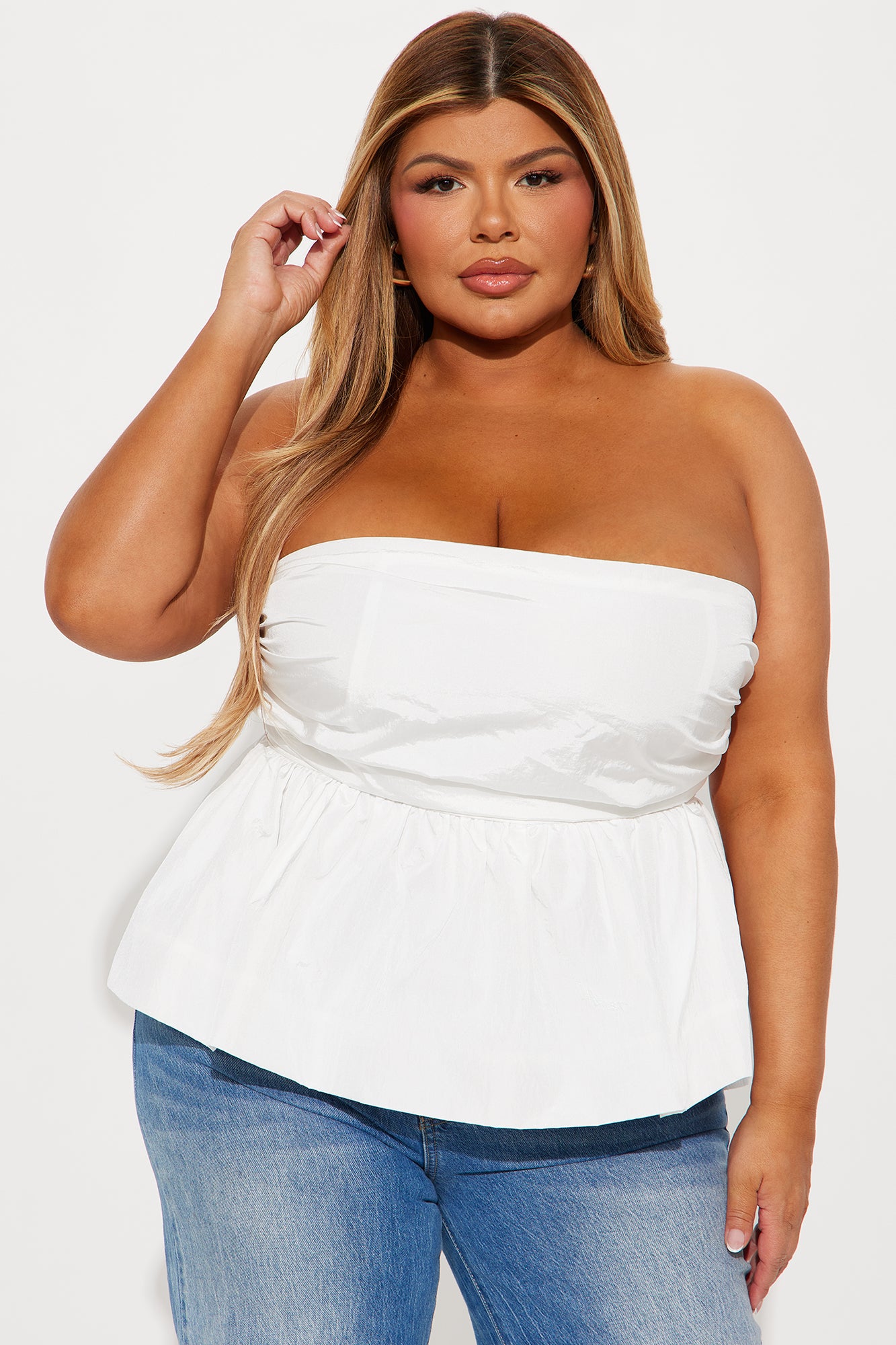Norine Bubble Hem Top - White - Image 4
