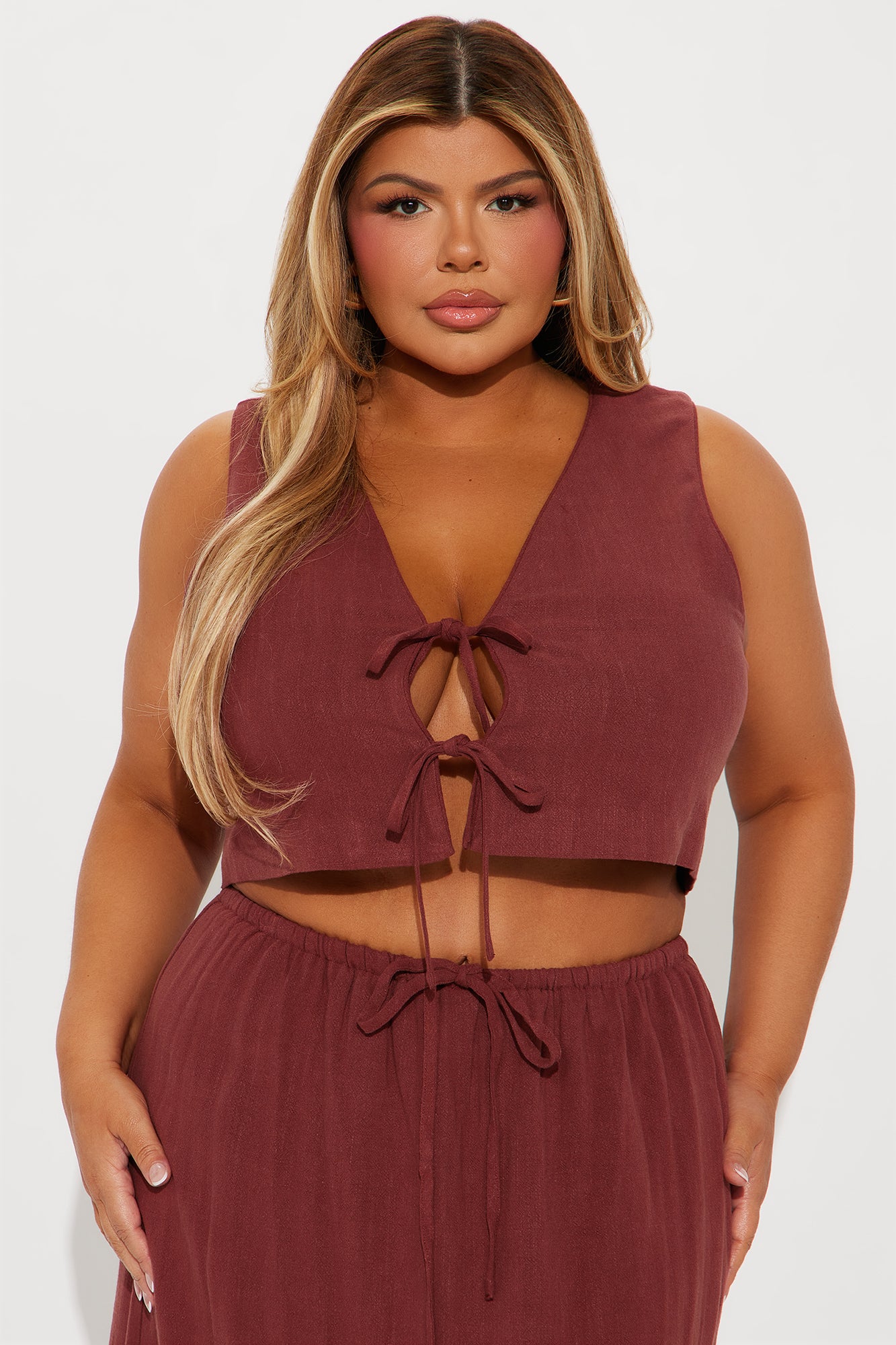 Lily Linen Skirt Set - Brown - Image 5