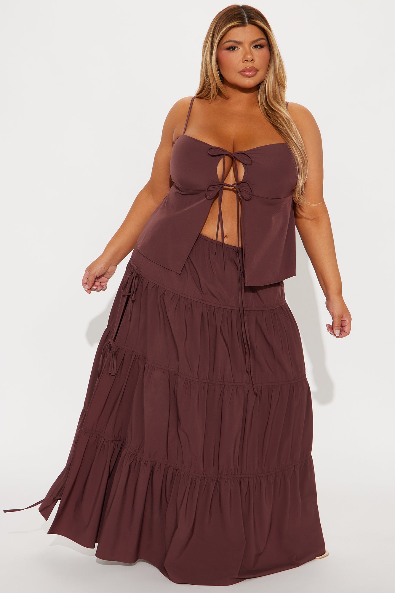 The Amelia Maxi Skirt Set - Brown - Image 5