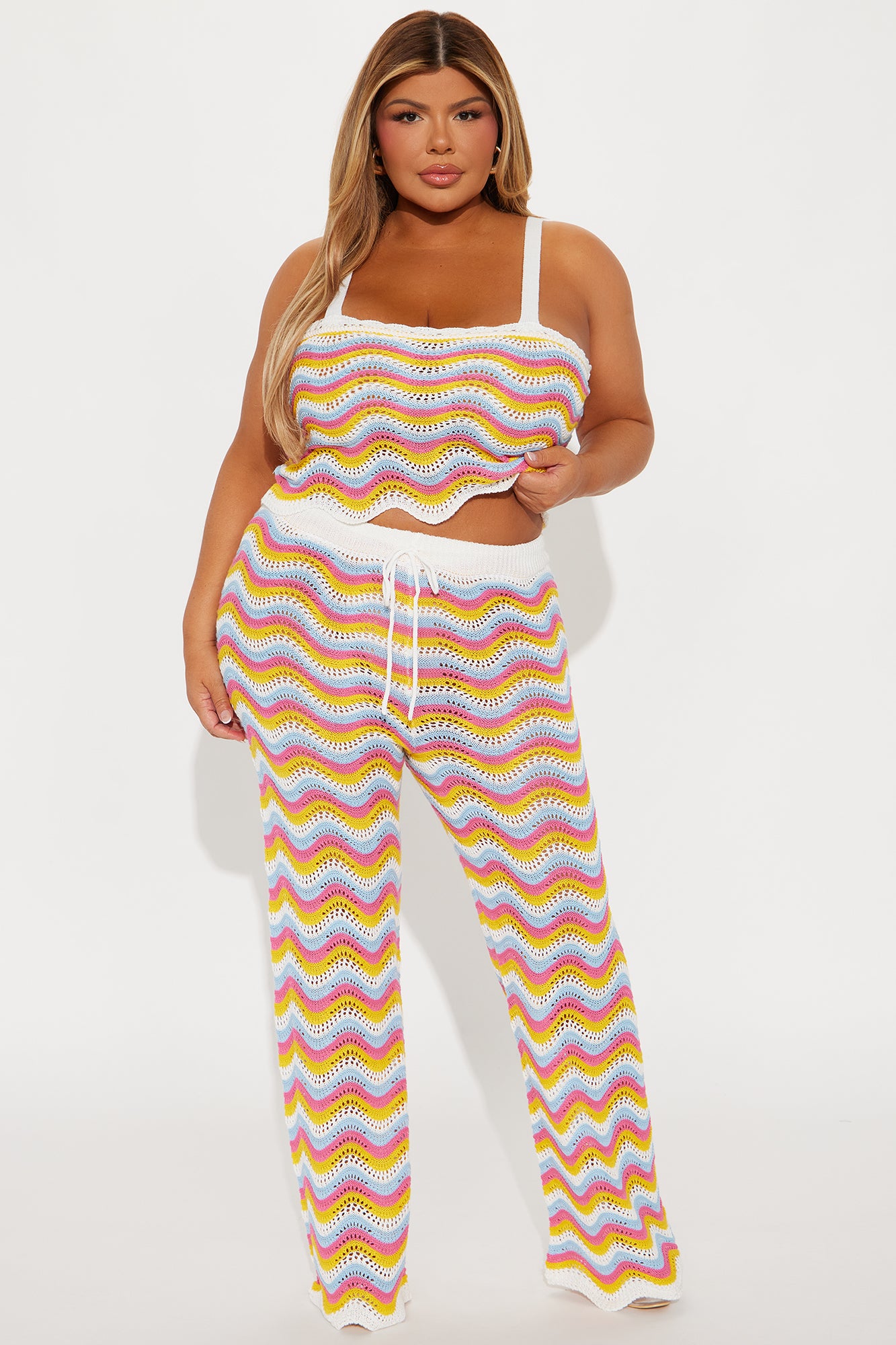 Shyla Crochet Pant Set - Ivory/combo - Image 4