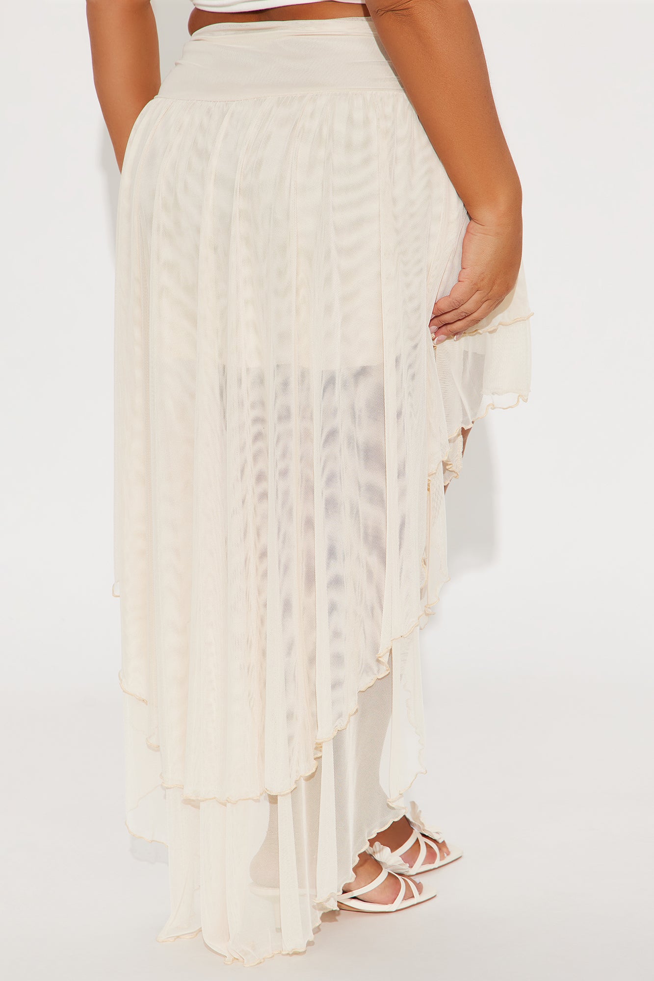 Summer Romance High Low Mesh Midi Skirt - Taupe - Image 6