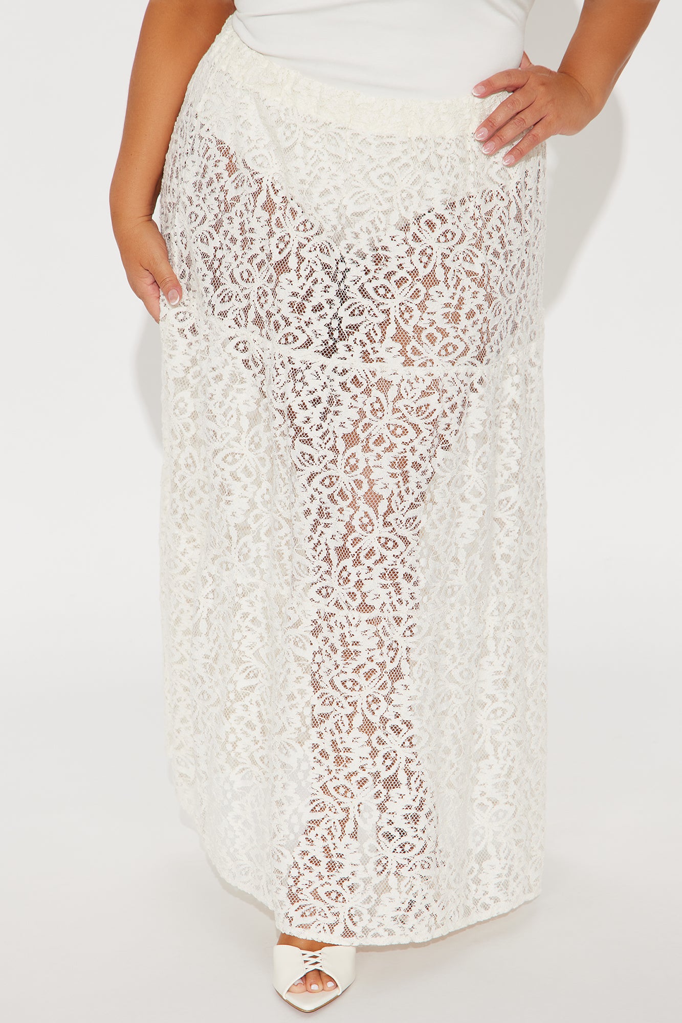 Keep It Sweet Tiered Lace Maxi Skirt - Cream - Image 5