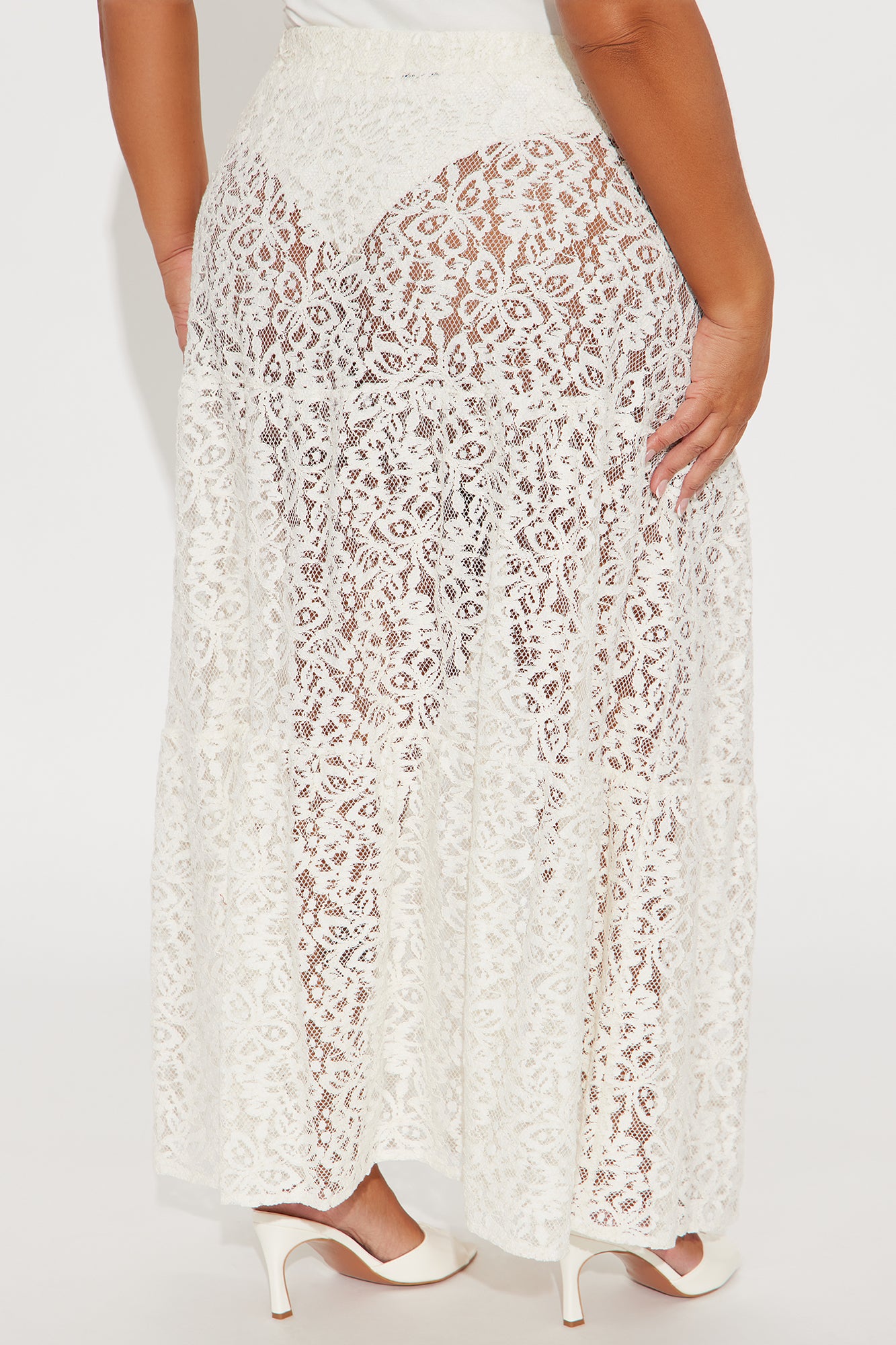 Keep It Sweet Tiered Lace Maxi Skirt - Cream - Image 6