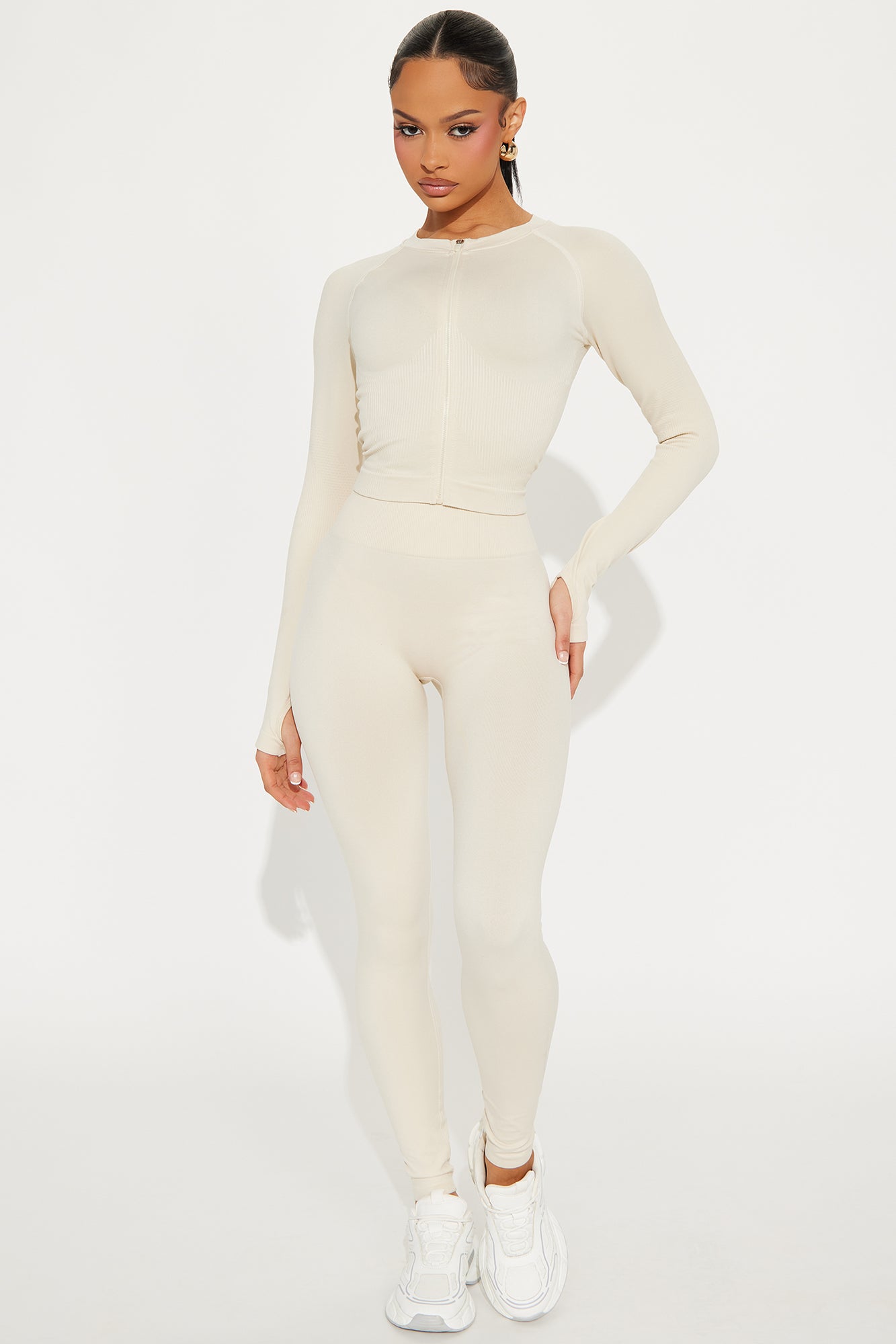 Smooth Sculpt Seamless Active Jacket - Cream - Image 3