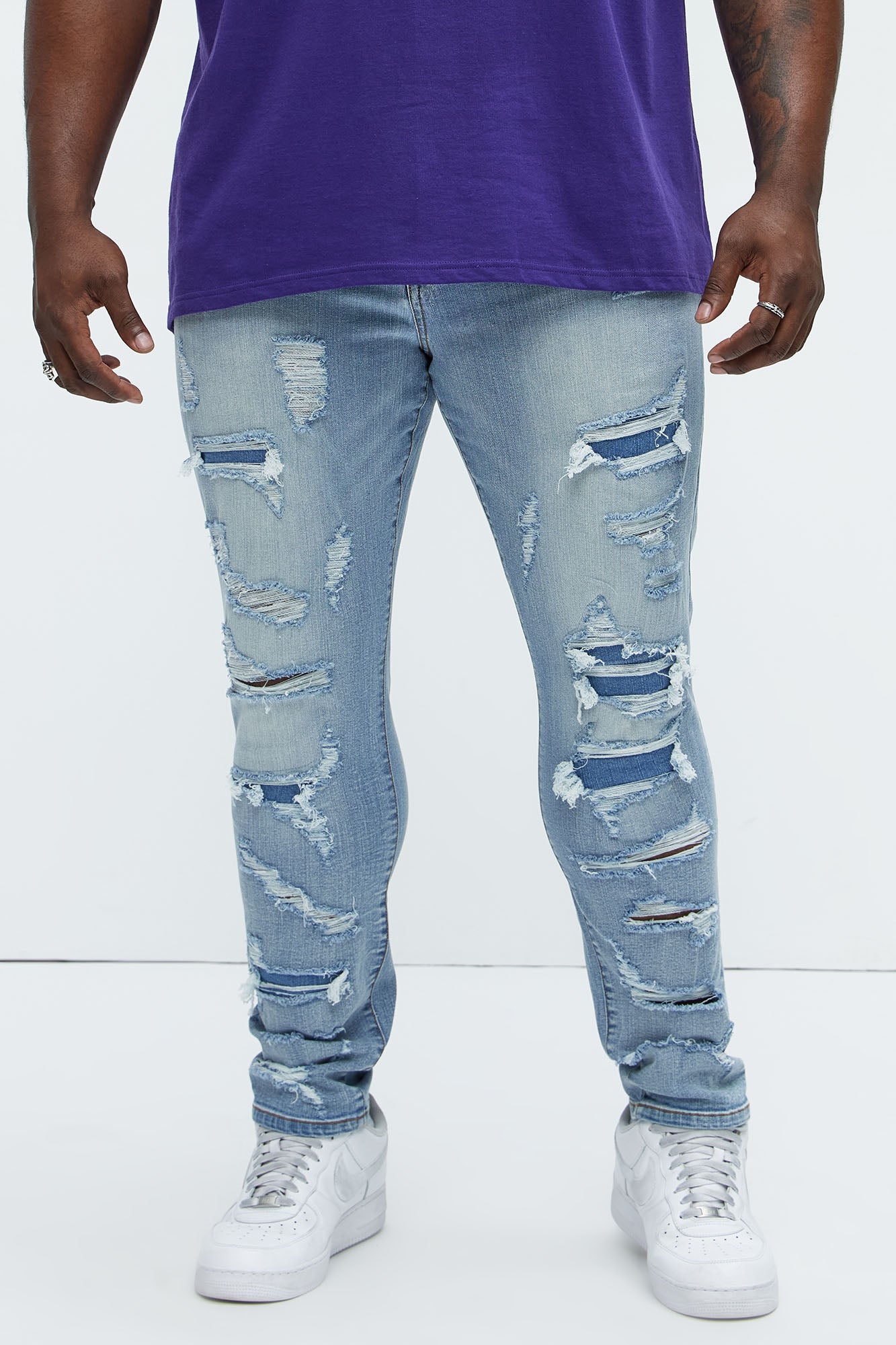 Through It Ripped Skinny Jeans - Vintage Blue Wash - Image 6